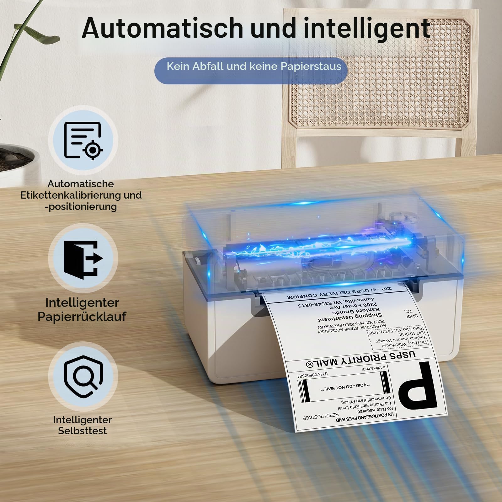 PeriPage Thermal Label Printer 4x6, DHL Shipping Label Printer, Wireless Bluetooth Labeldrucker for DHL UPS USPS, Compatible with iPhone ipad Windows