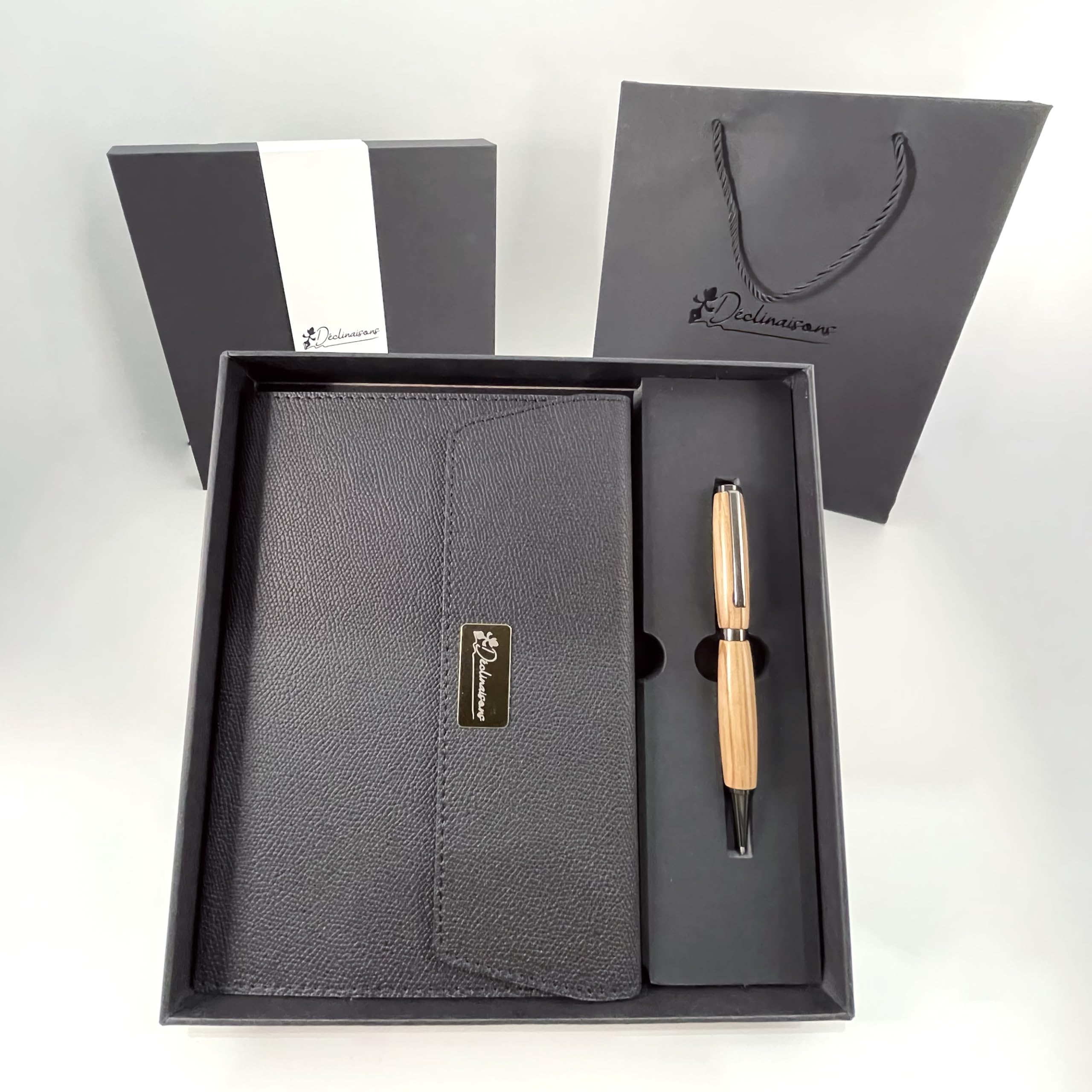 Set di scrittura : Penna Sfera Legno di Ulivo Italiano Personalizzato + Taccuino A5. Confezione regalo | Natale, Affari, Dottore, Anniversario
