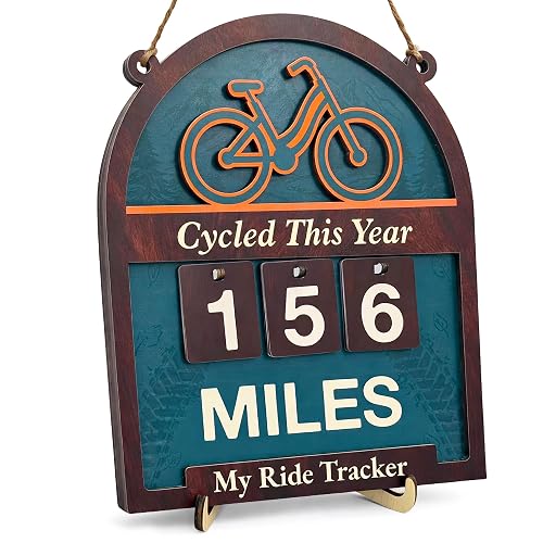 Miles Cycled This Year Tracker Sign - Wooden Yearly Riding