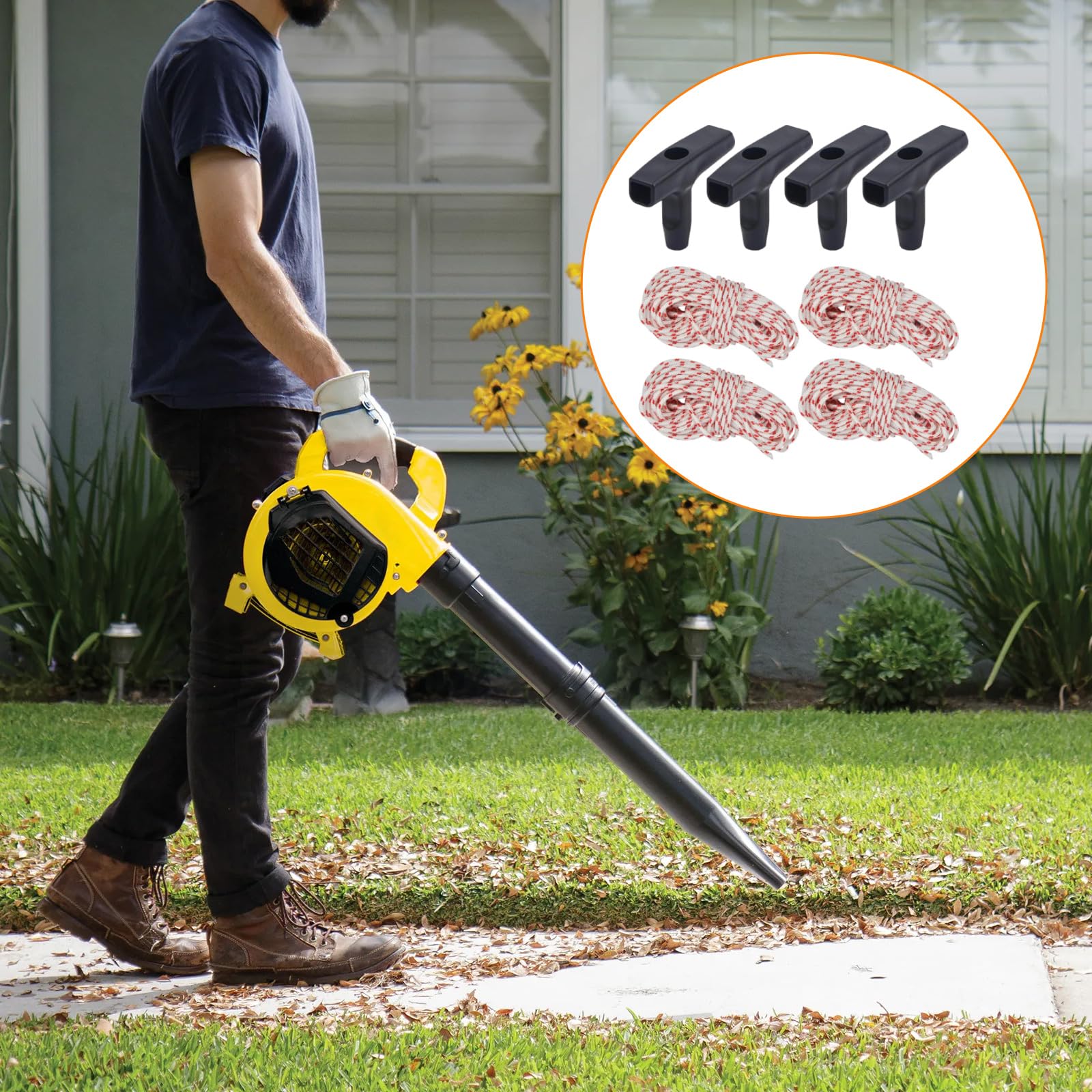 4 corde di ricambio per avviamento a strappo assortite, 3 mm, 3,5 mm, 4 mm, 5 mm, 10 m, con manici per tosaerba, generatore, invertitore, mini bici, idropulitrice e spazzaneve