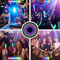 Vista 5 de 200 PCS LED Foam Sticks, Bulk Glow Sticks, Foam Glow Sticks for Wedding with 3 Modes Colorful Flashing, Glow in the Dark Party Supplies for Wedding