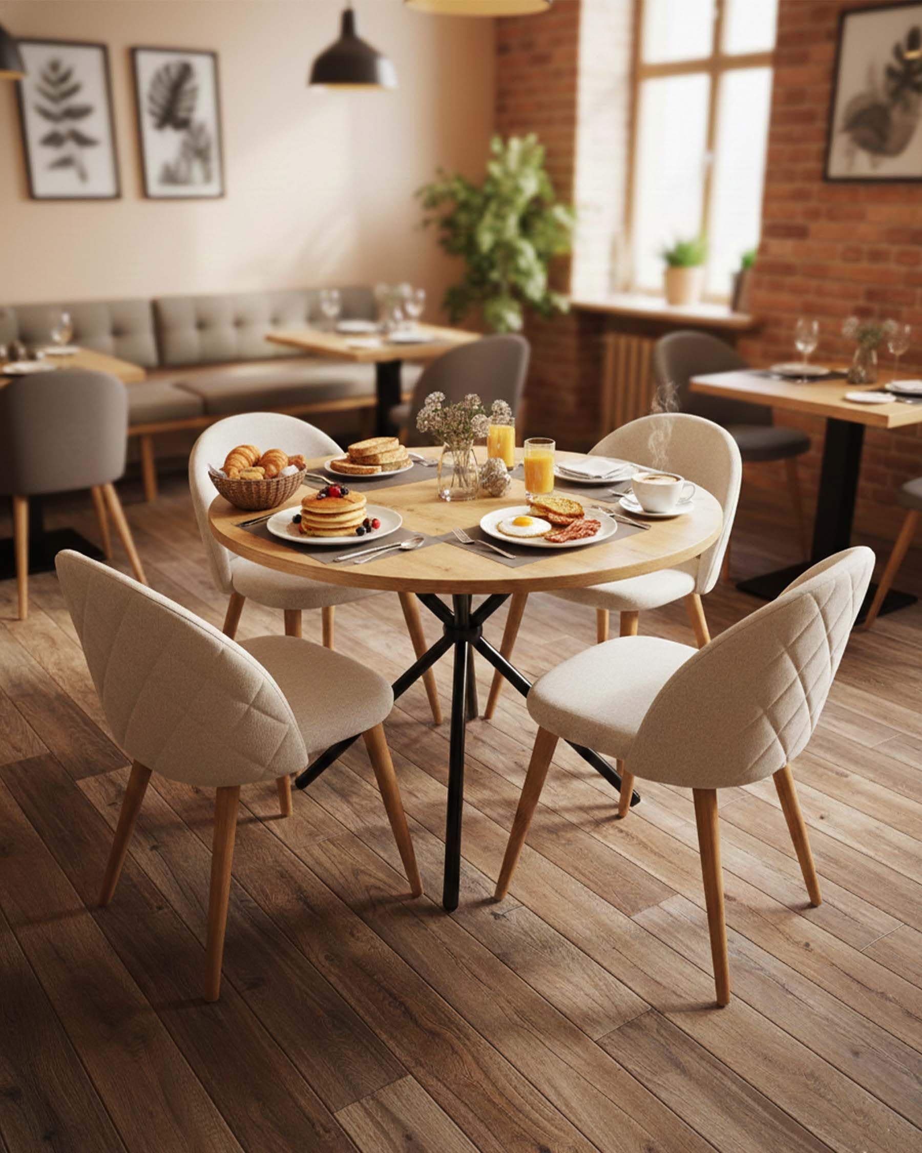Esstisch Rund 120 cm Esstisch Holz in Holzoptik Eiche Runder Küchentisch für Esszimmer Modern Esszimmertisch mit Metallbeinen Großer Holztisch für 4 bis 6 Personen Wohnzimmer Tisch