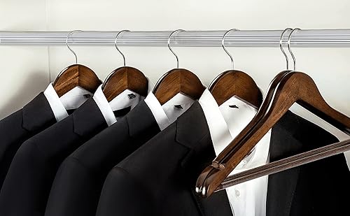 Miniatura 7 de TOPIA HANGER Perchas de madera para abrigos, paquete de 30 perchas de madera vintage con barra antideslizante para pantalones, gancho giratorio de