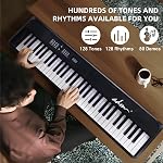 ADM 61 Key Folding Electric Piano Keyboard, Foldable Piano Electronic Keyboard, Wireless 128 Tones, 128 Rhythms Includes Pedal, Gig Bag, Headphones for Beginners, Students, Adults