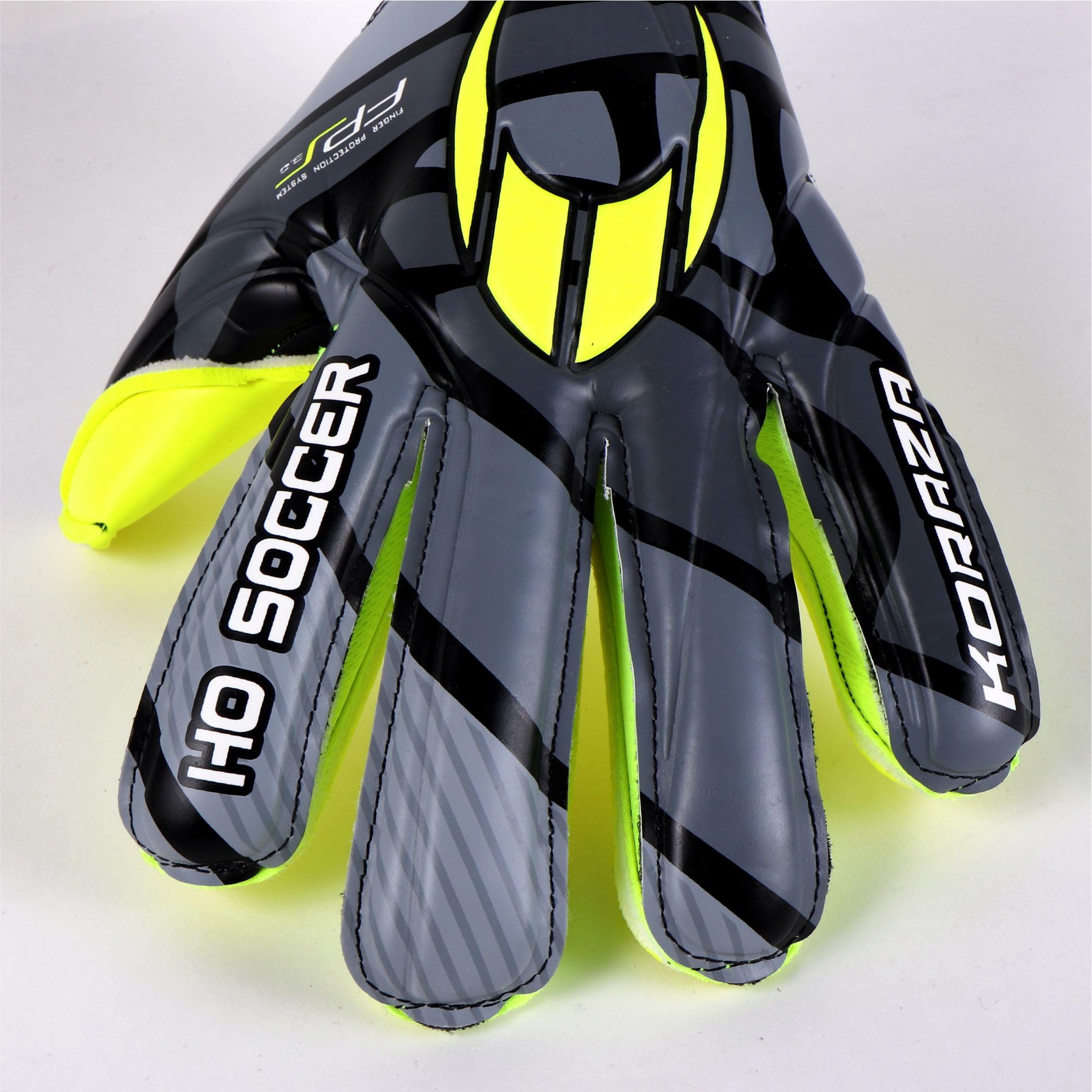 Guantes de Portero KORAZA HO Soccer con Protección Dedos Extraíbles Gris Lima