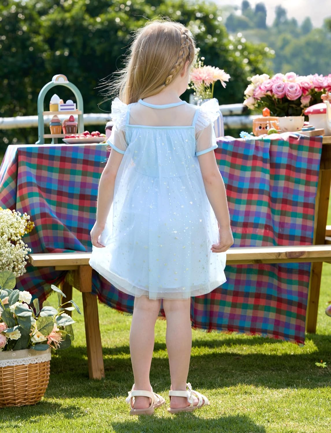 Disney Frozen Elsa Minnie Princess Winnie Girl Dress Ruffle Short Sleeve Tulle Skirt Summer Clothes Kids Outfit Baby/Toddler - Image 3