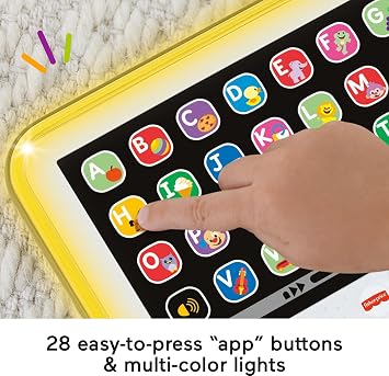 Fisher-Price Toddler Learning Toy Laugh & Learn Smart Stages Tablet Pretend Computer with Music & Lights for Kids Ages 1+ Years | Pretend Computer, 100+ Educational Songs & Phrases, 28 Buttons, Lights, Infants & Toddlers Ages 1+ Years