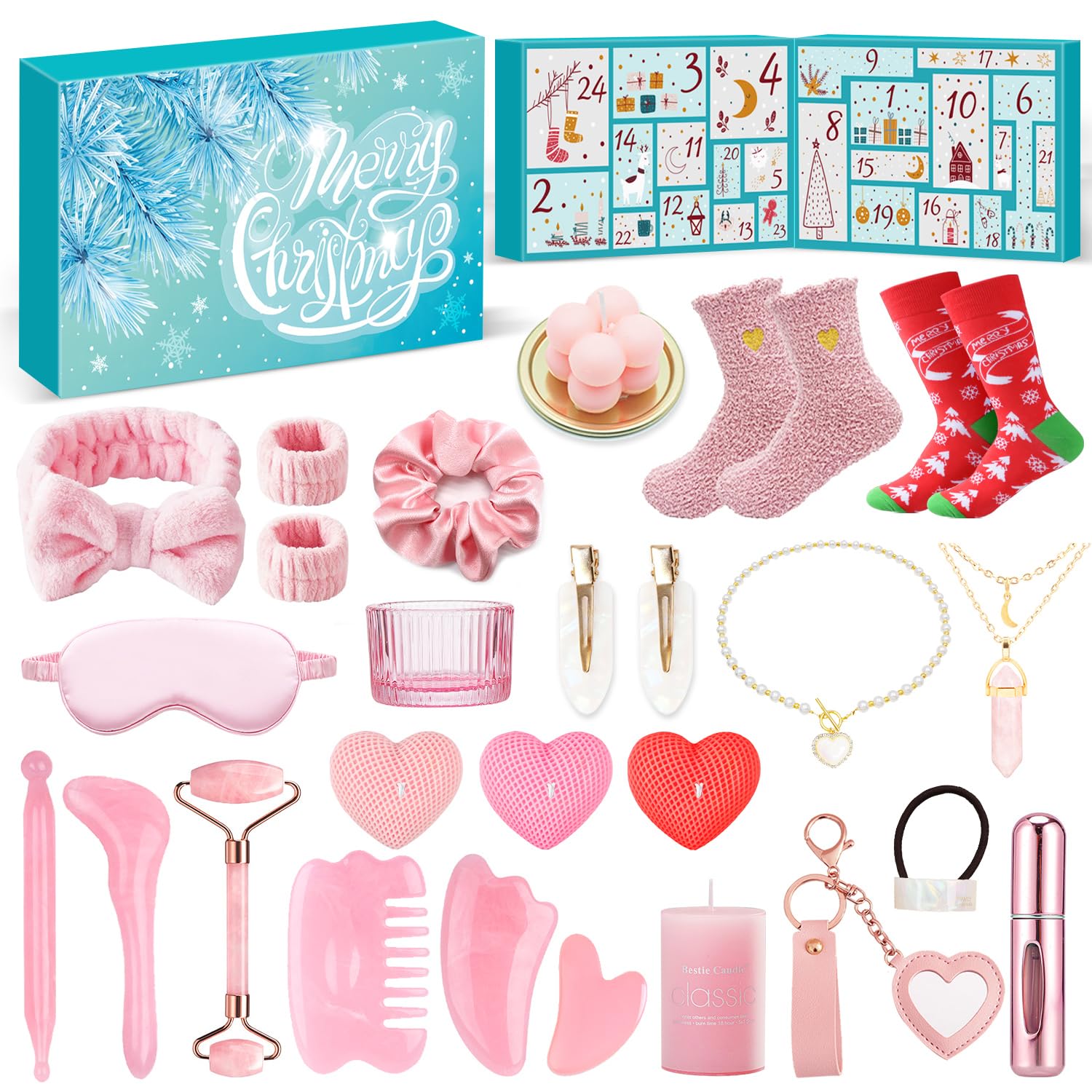 iZoeL Self Care Advent Calendar for Women & Teens 14+, Christmas Countdown Gift Set including Facial Tools, Scented Candle
