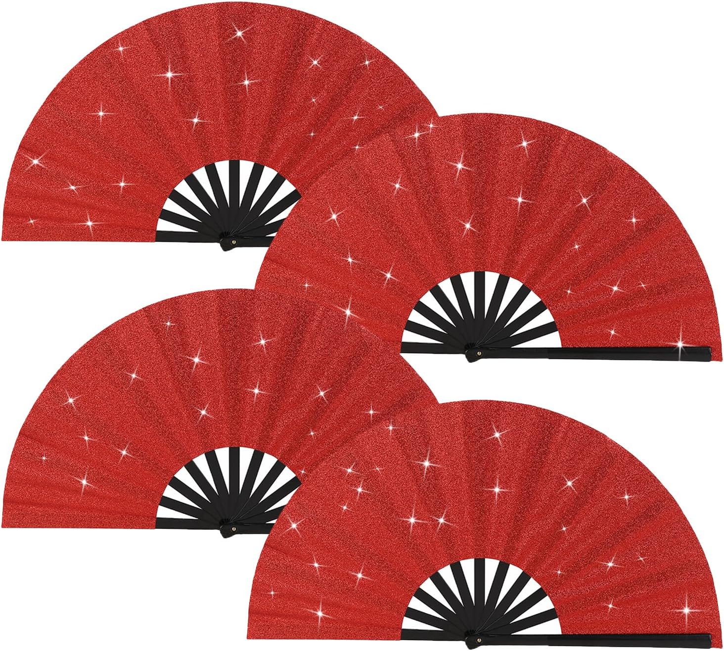 BRYCTSISEN 5 Pack Large Folding Fan Popping Fabric Handheld Rave Foldable Fans for Line Dance Parties Outdoor Events Performance Decorations (Purple)