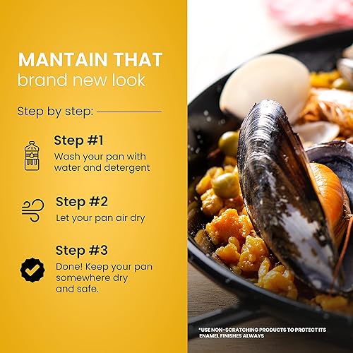 Miniatura 5 de Machika Juego de 6 paelleras esmaltadas  Sartén antiadherente perfecta para servir preparaciones pequeñas  Paella, mariscos, mediterráneos y más