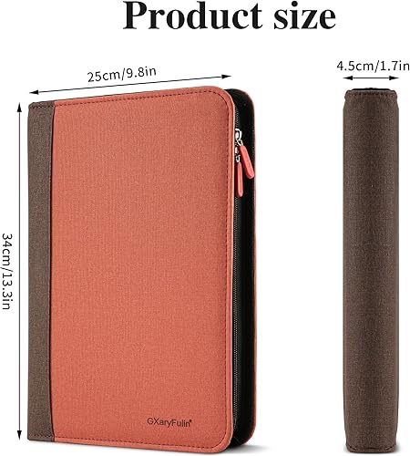 Miniatura 4 de Padfolio - Organizador de piel sintética, carpeta con cremallera de 4 juntas tóricas (rojo y marrón)