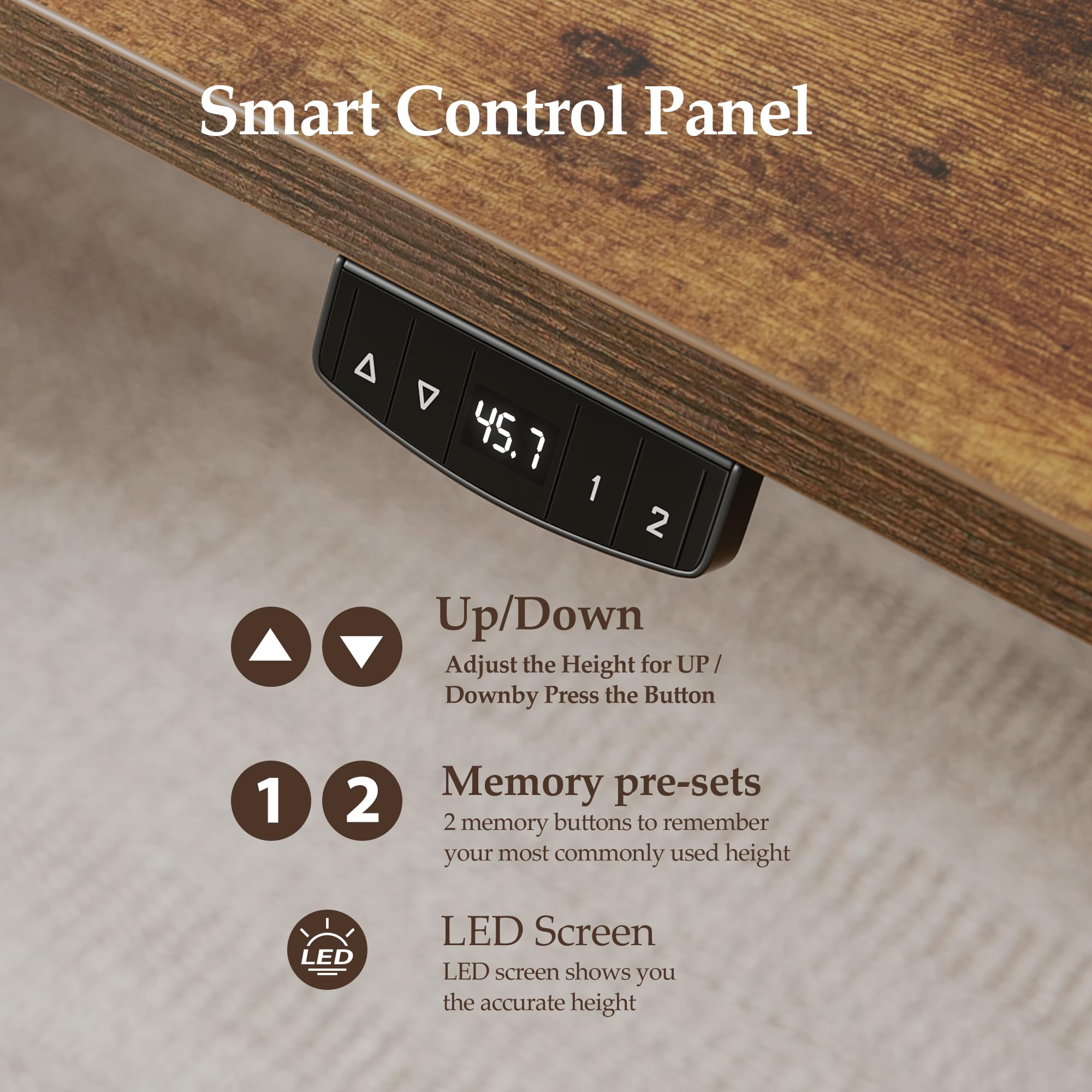 Klicelor Electric Standing Desk 48 Inch Height Adjustable Desk for Home Office Sit Stand Up Rising Computer Table — view 7