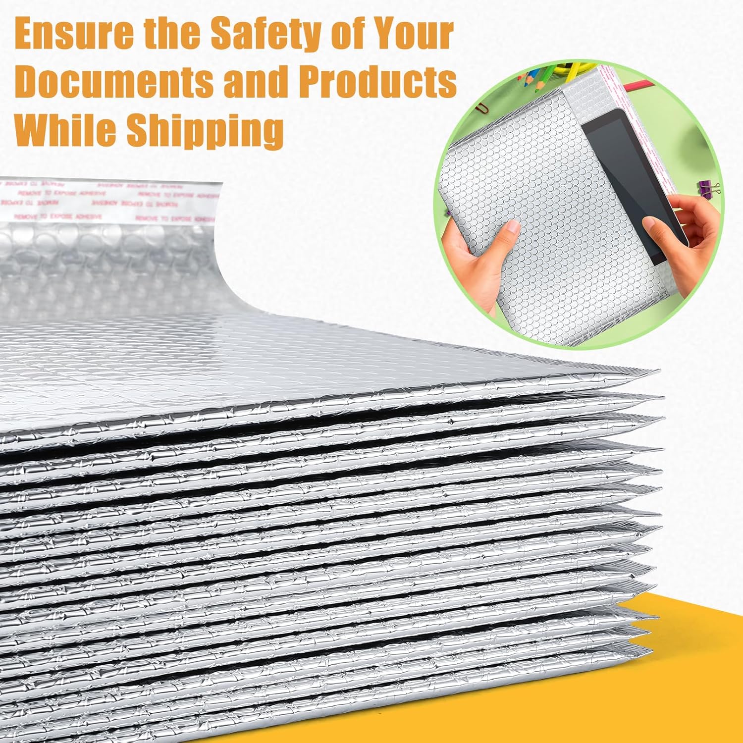 25 Pack Thermal Bubble Mailer, 11 x 15.43 In Metallic Bubble Mailers, Foil Mailing Envelopes, Waterproof Padded Envelopes, Self Seal Insulated Mailers for Cold Shipping Food Cosmetics(Silver)