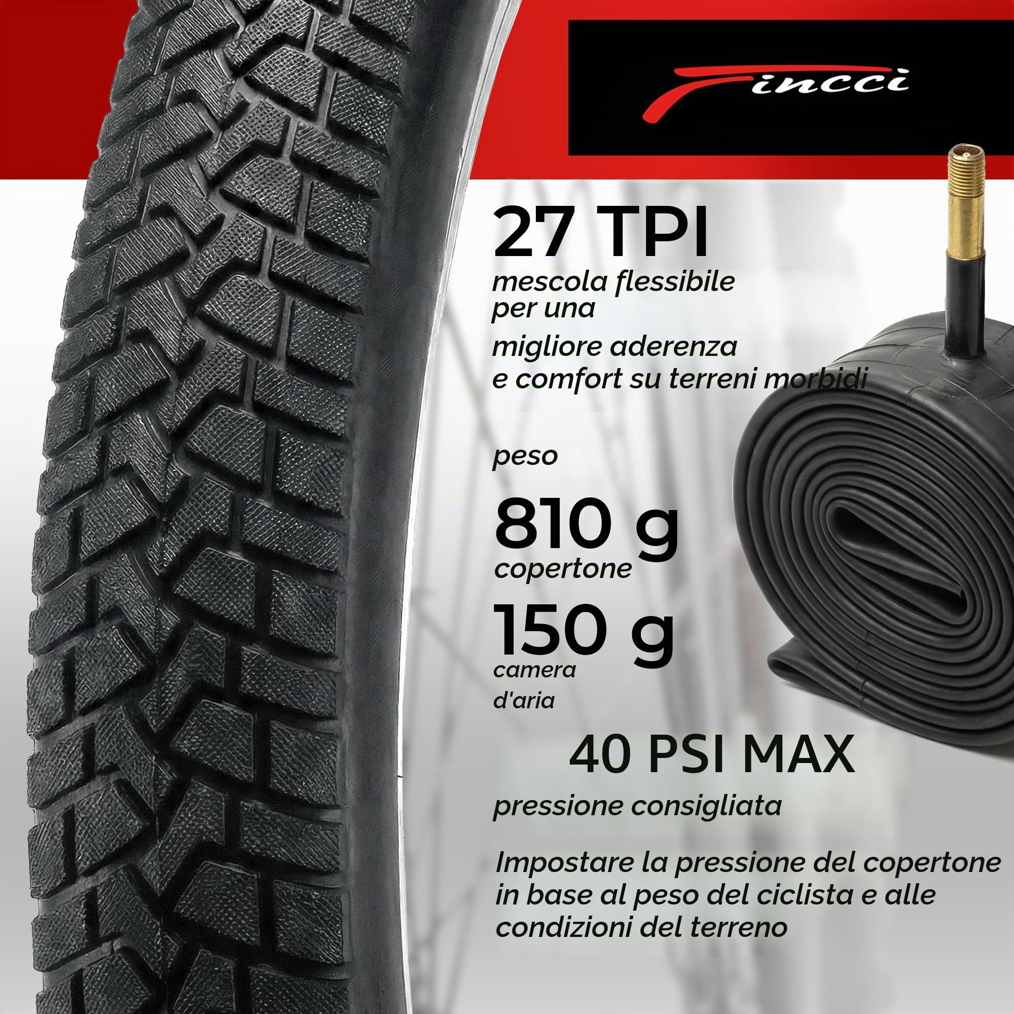 Fincci Copertone BMX 20 x 2.10 54-406 Pieghevole con Protezione Foratura | Pneumatici BMX 20 Pollici con Protezione 2.5mm Blue Shield e 27 TPI per Ruote Bici 20 Pollici e 2 Copertoni + 2 Camere d’Aria