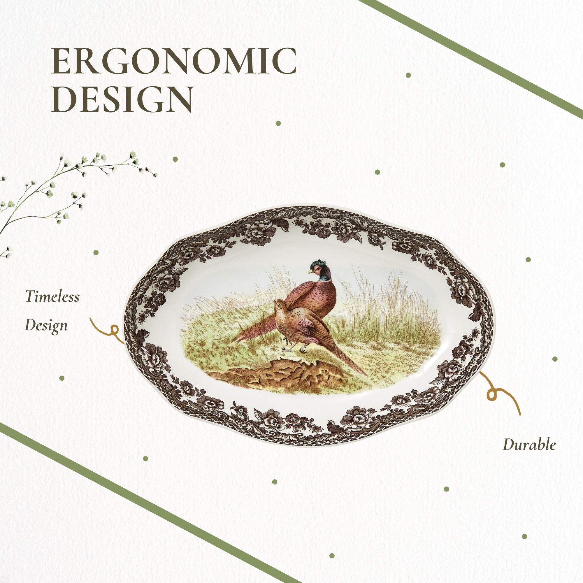 Amazon.com: Spode Woodland Pheasant Pickle Dish - 8.5