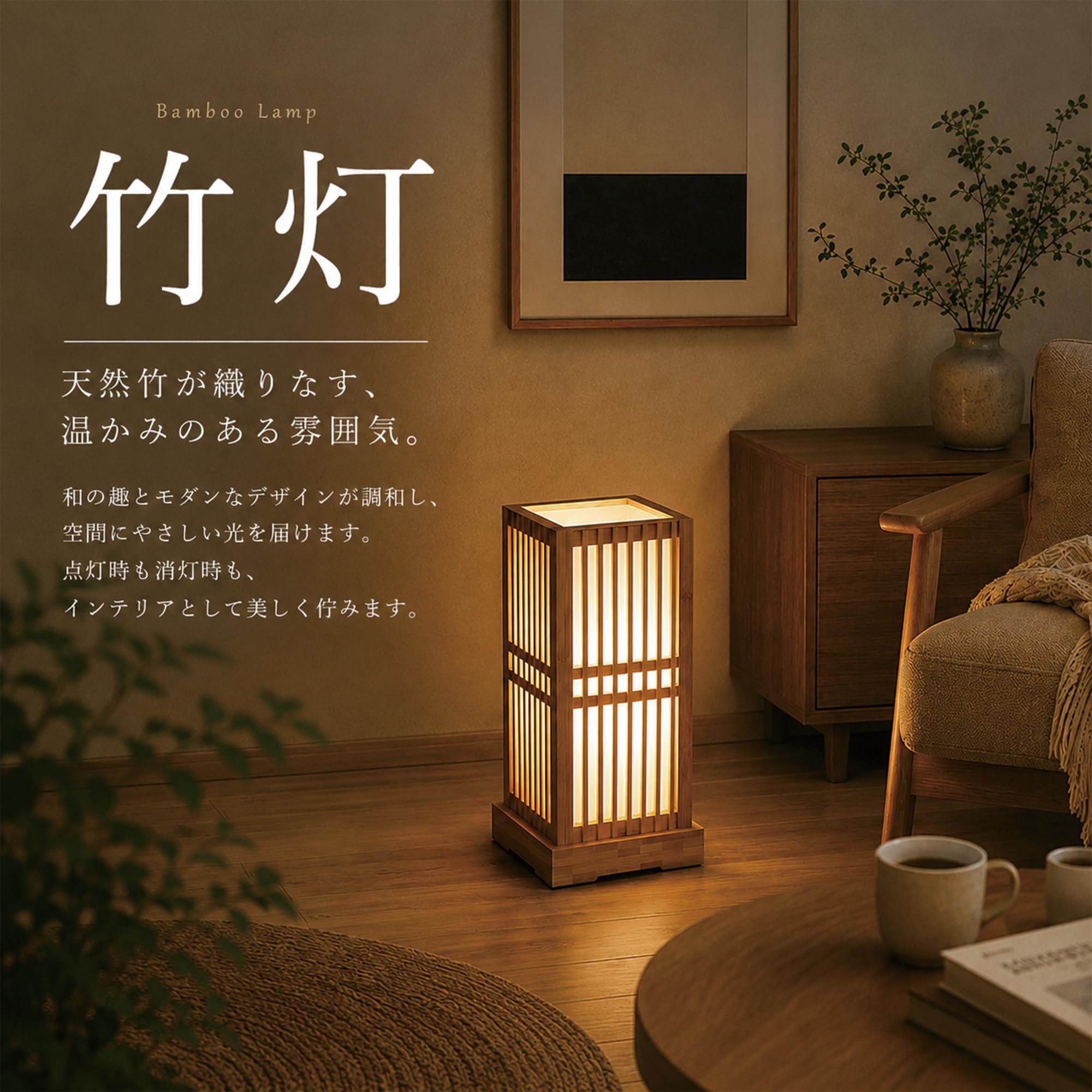 Amazon.co.jp: BENMA 和風竹ランプ スタンドライト 間接照明 和風照明