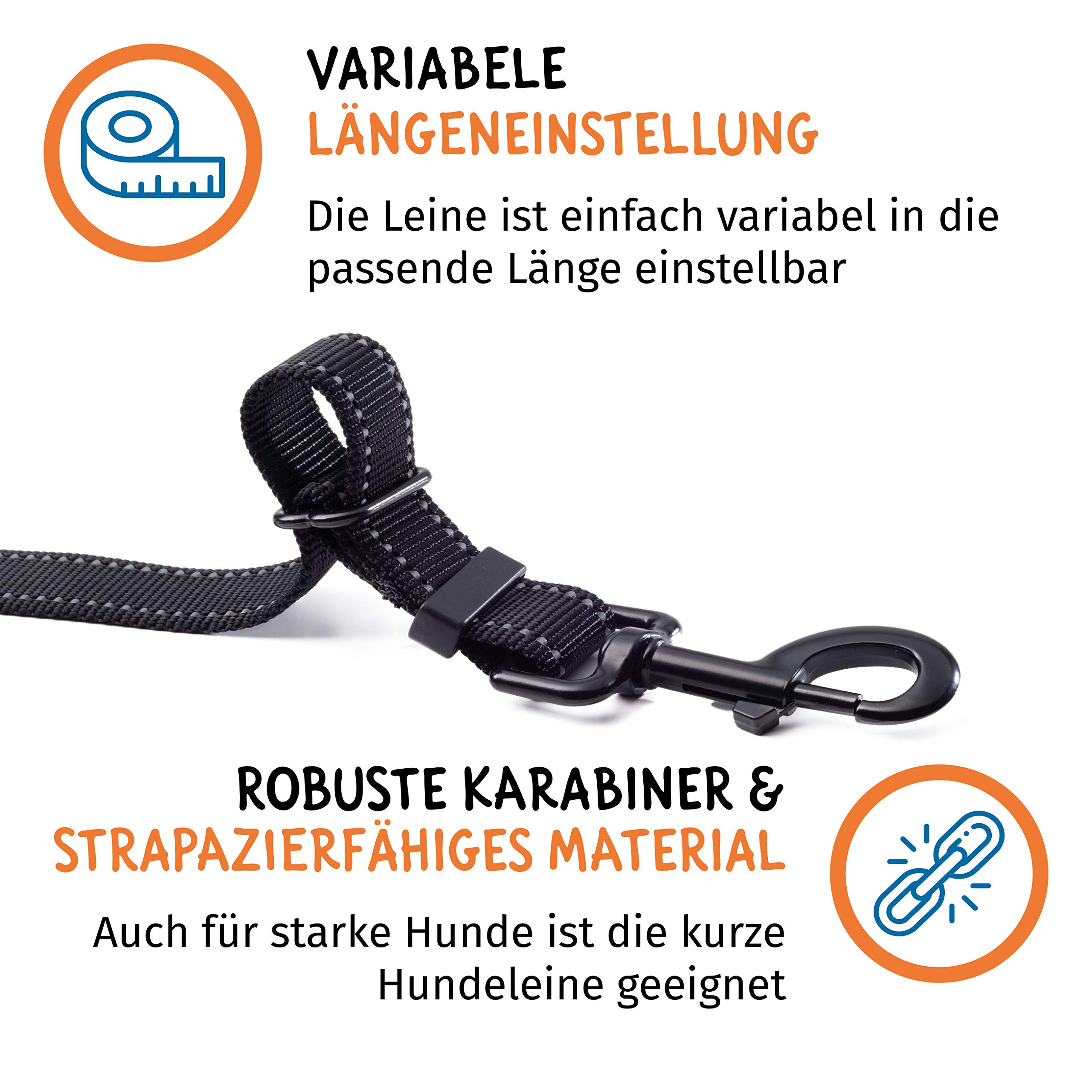Floxik Juego completo de doble correa grande | Correa flexible y reflectante premium para perros para dos perros para acoplar con soporte corto negro