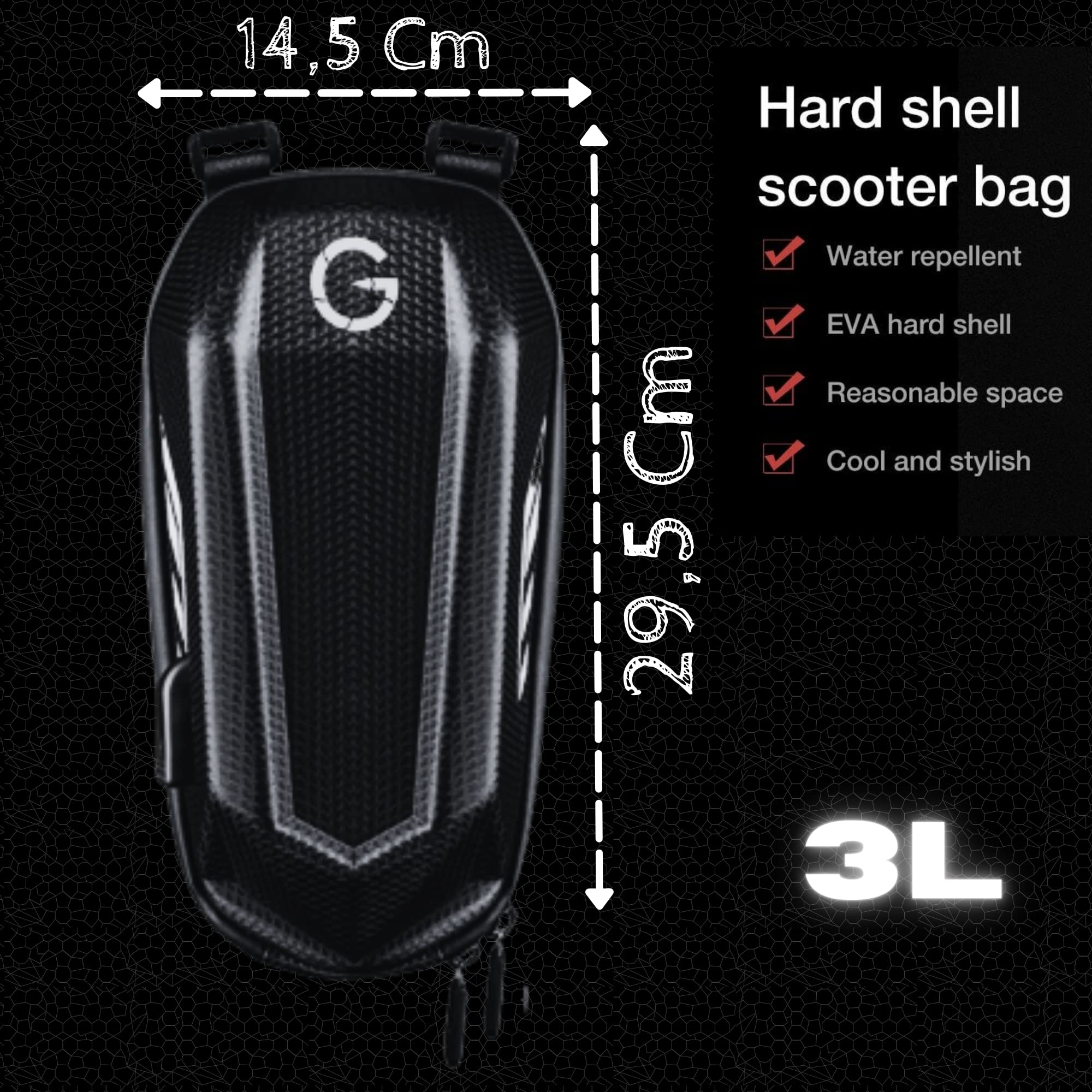 GRINADA® Borsa Monopattino Elettrico Con USB 2l 3l Accessori Monopattino Borsello Zaino Portaoggetti Marsupio Compatibile Con Monopattino Elettrico Xiaomi Ninebot Ducati Kickscooter Front Bag