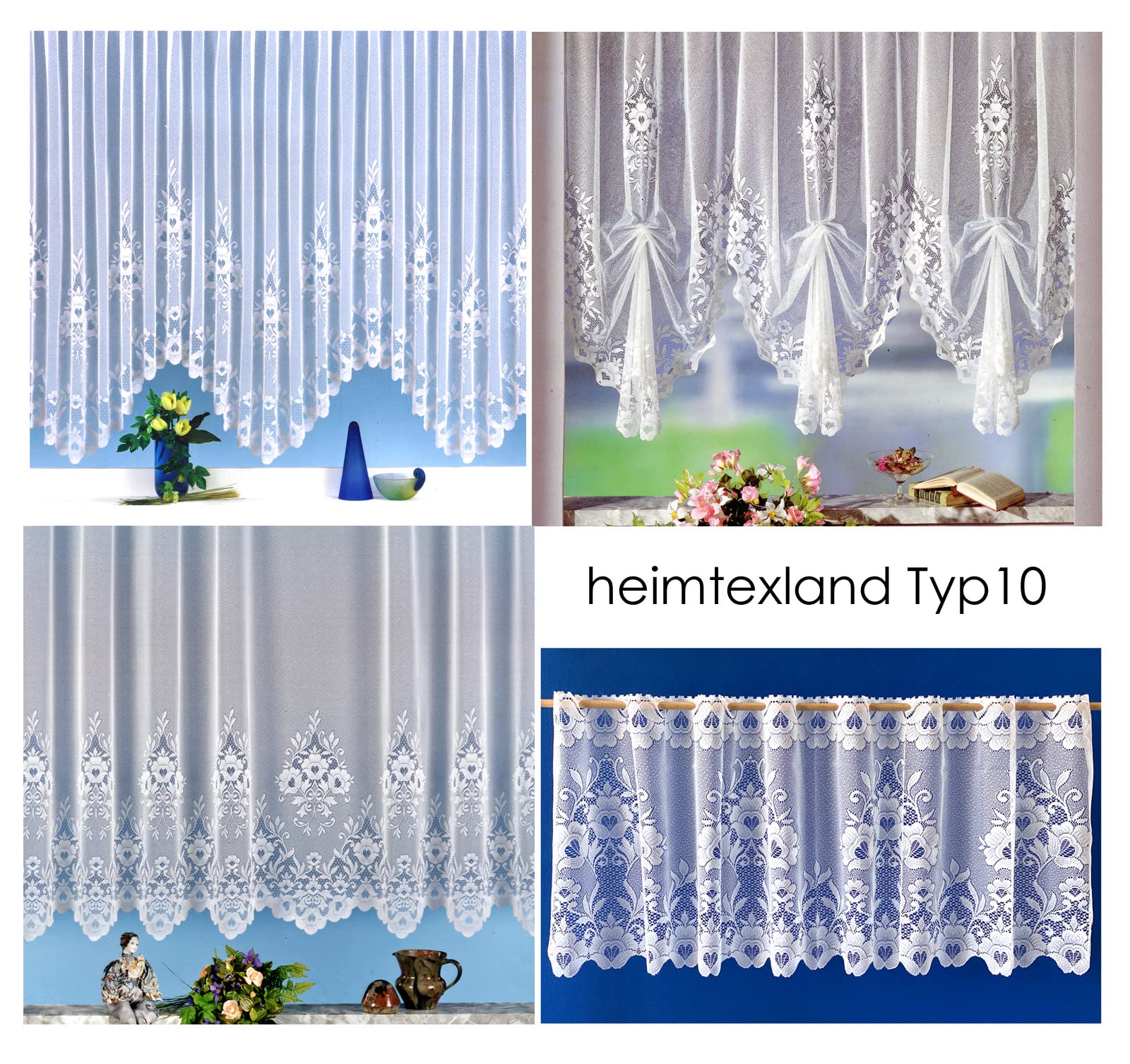 heimtexland Gardine, Vorhang, Store weiß aus hochwertigem Jacquardstore mit transparentem Oberstoff und Kräuselband, H X B 120 X 900 cm Typ10