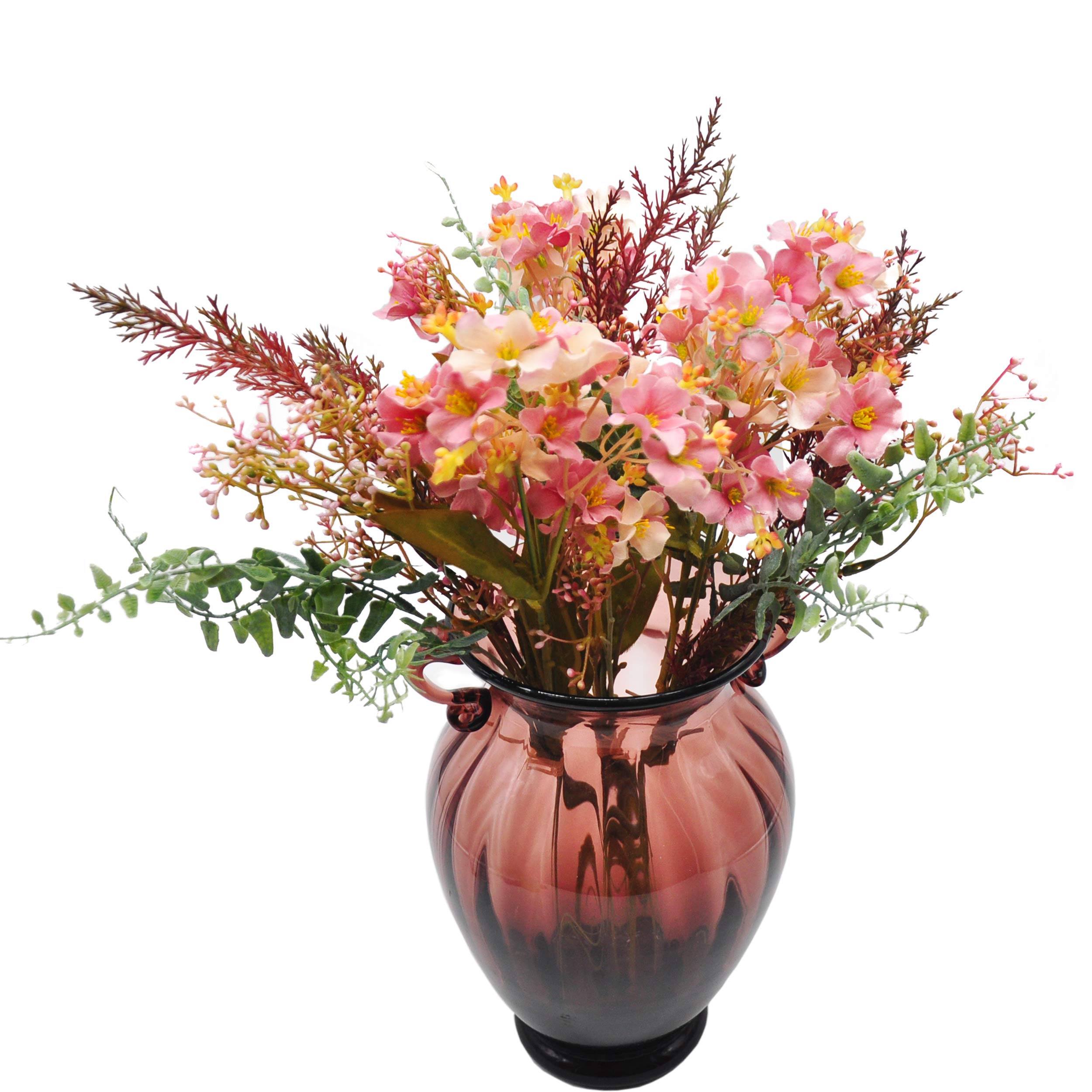 Cn-Knight Pink Artificial Flower 3 Bunches Of 17 Inch Flower Arrangements Roseus Coreopsis With Decorative Branches For Wedding Bridal Bouquet Home Decor Housewarming Gift Centerpiece Reception(Pink)