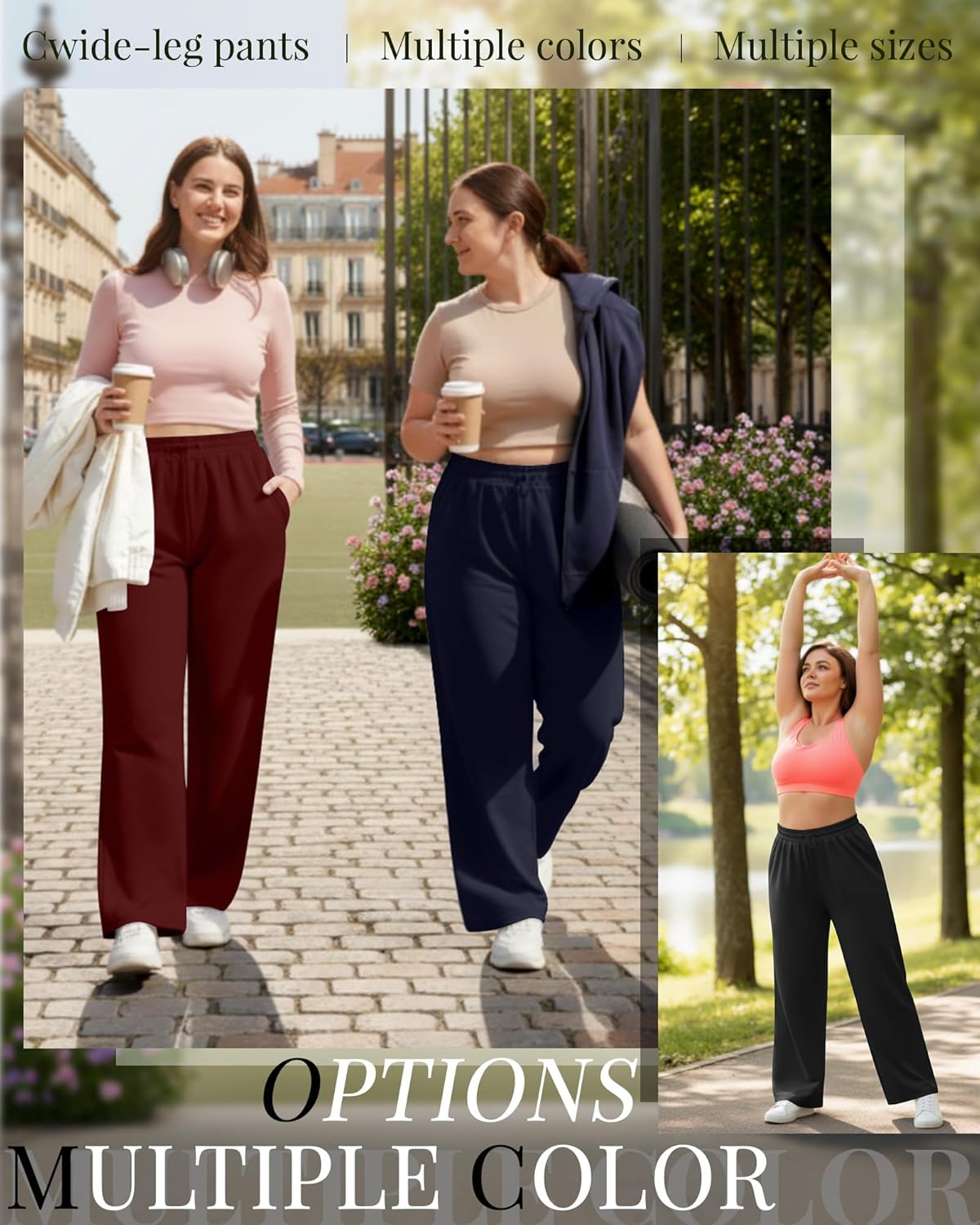 3 Pack Womens Plus Size Sweatpants Wide Leg Elastic High Waist Baggy Joggers Lounge Yoga Workout Pants with Pockets - Image 5