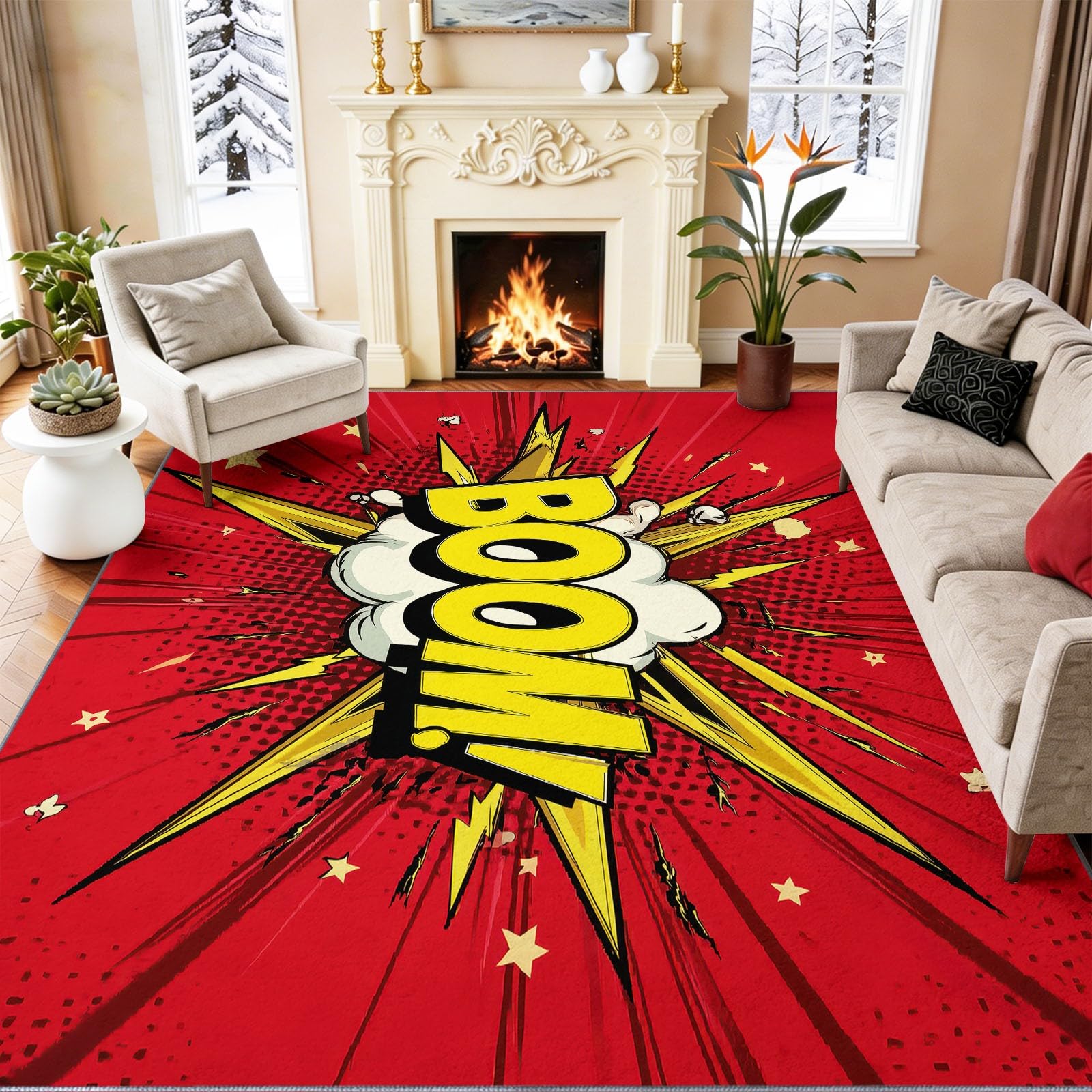 Tapis de salon rouge doux 60x110 cm moquette design dessin animé