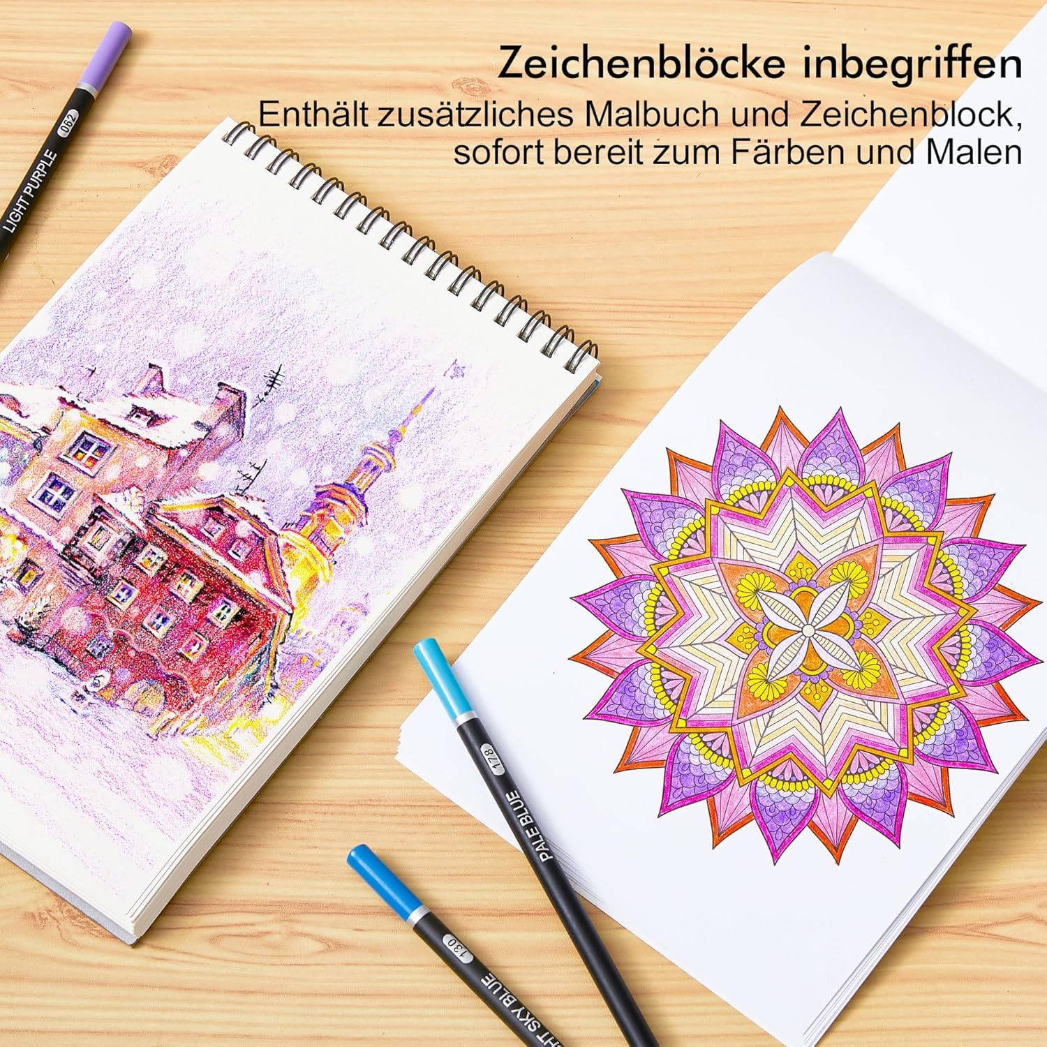 Shuttle Art Buntstifte Set, 80 professionelle Buntstifte für Erwachsene und Kinder, Farbstifte Set mit Malbuch, Skizzenbuch, Spitzer, Bleistiftverlängerer und Eisenbox, Buntstift Kinder, Holzstifte