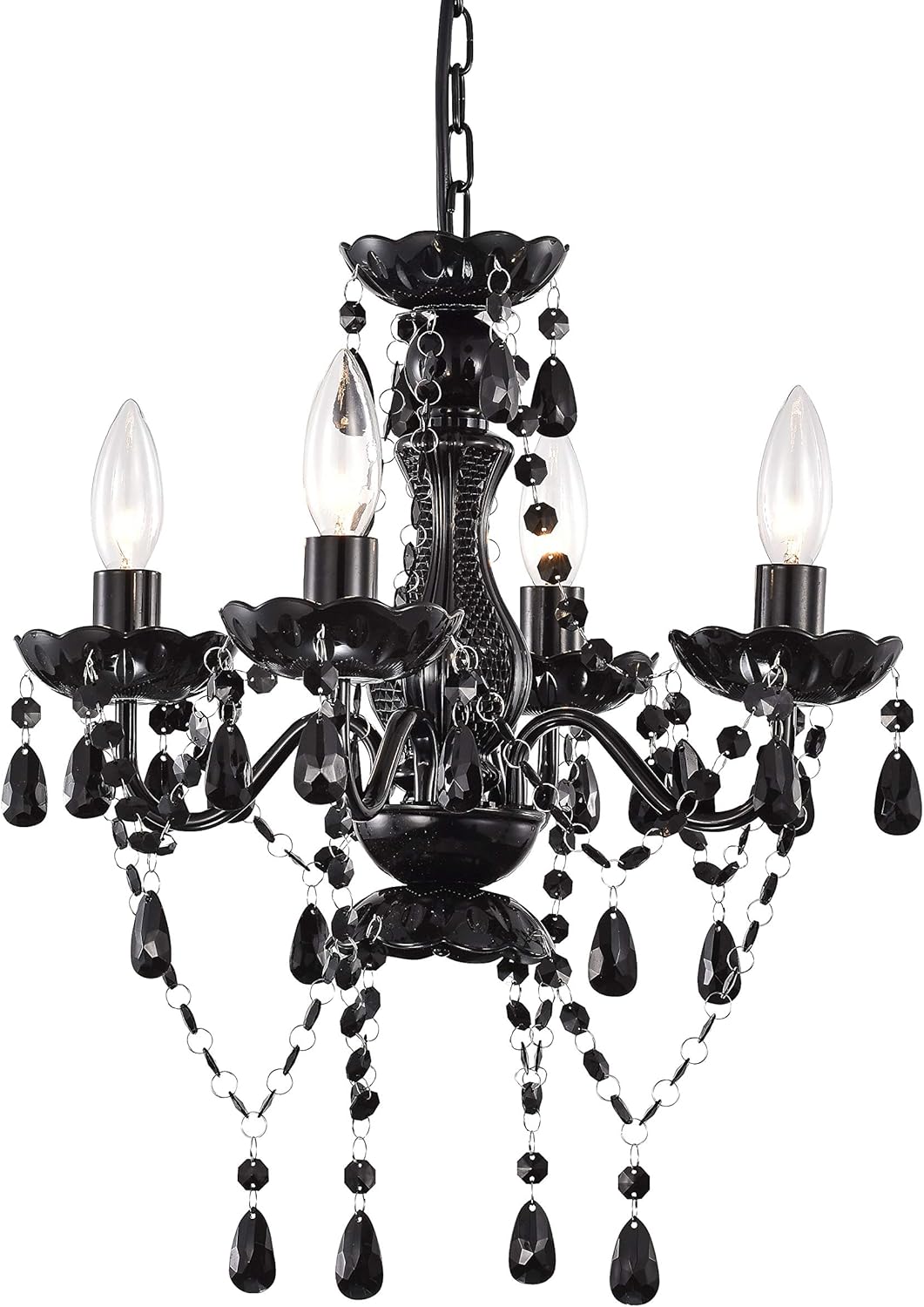 Black Chandelier Small Crystal Chandelier Lighting Mini Acrylic Chandelier 4 Light Modern Pendant Light Fixtures