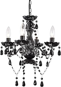 Black Chandelier Small Crystal Chandelier Lighting Mini Acrylic Chandelier 4 Light Modern Pendant Light Fixtures