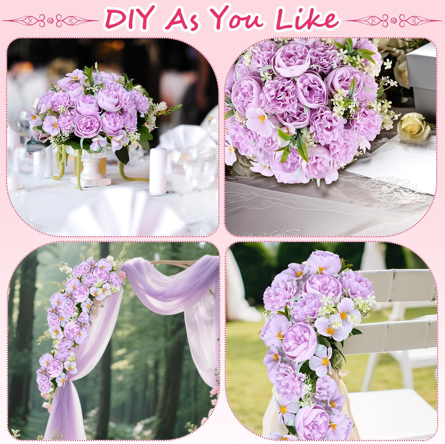 Olgaa 12 Bundles Peonies Artificial Flowers Fake Hydrangea Silk Peony Bouquet Bulk for Vase Floral Arrangements Wedding Arch Decor Centerpiece Table Decorations (Purple) - Image 7