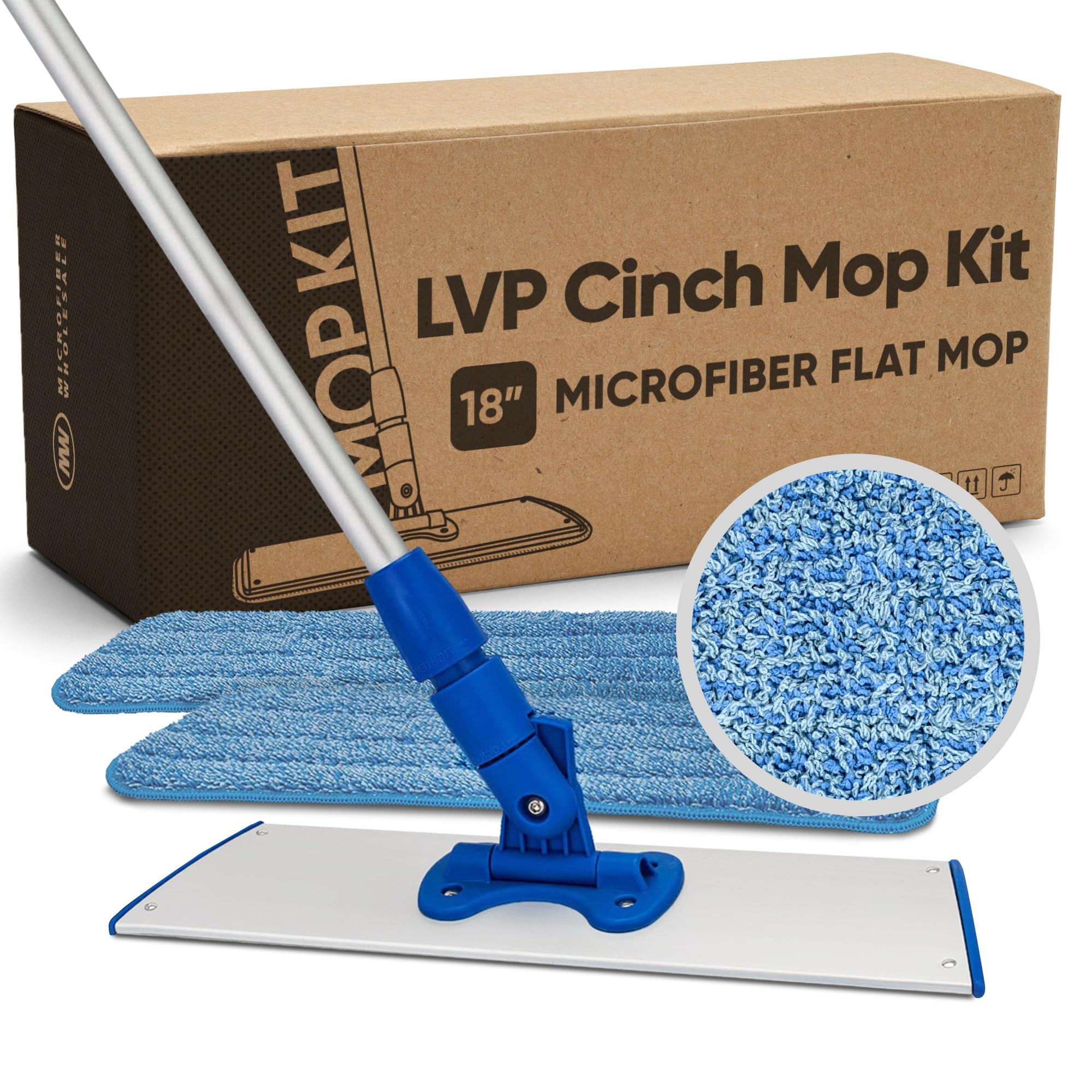 Mopa de Vinilo de Lujo de 18 Pulgadas, Limpieza Profunda sin dañar, Recomendada por los Fabricantes LVP, Resistente, Ligera, Almohadillas de Microfibra Reutilizables