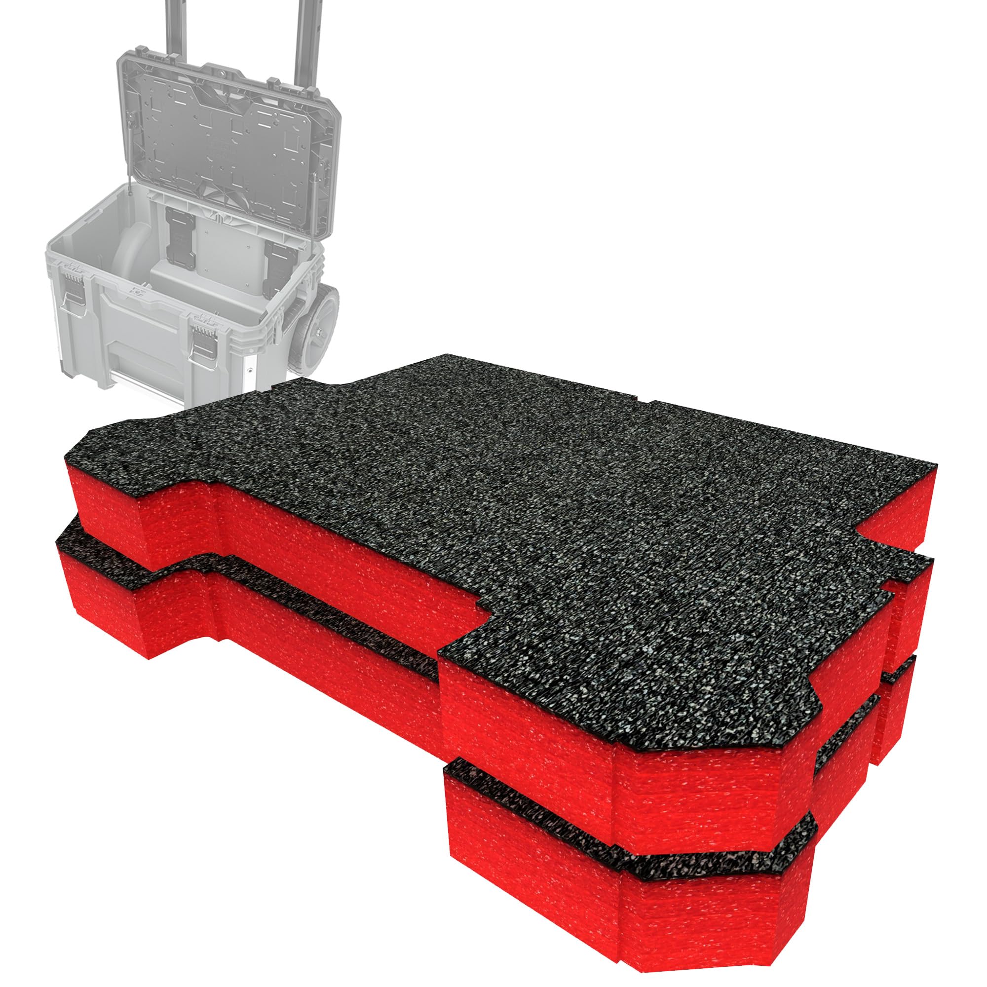 Shadow Foam Einsatz-Set, kompatibel mit Flex Stack Pack Rollbox, Schneiden und Schälen von Schaumstoff für Werkzeugkasten-Organisation (Rot, 50 mm)
