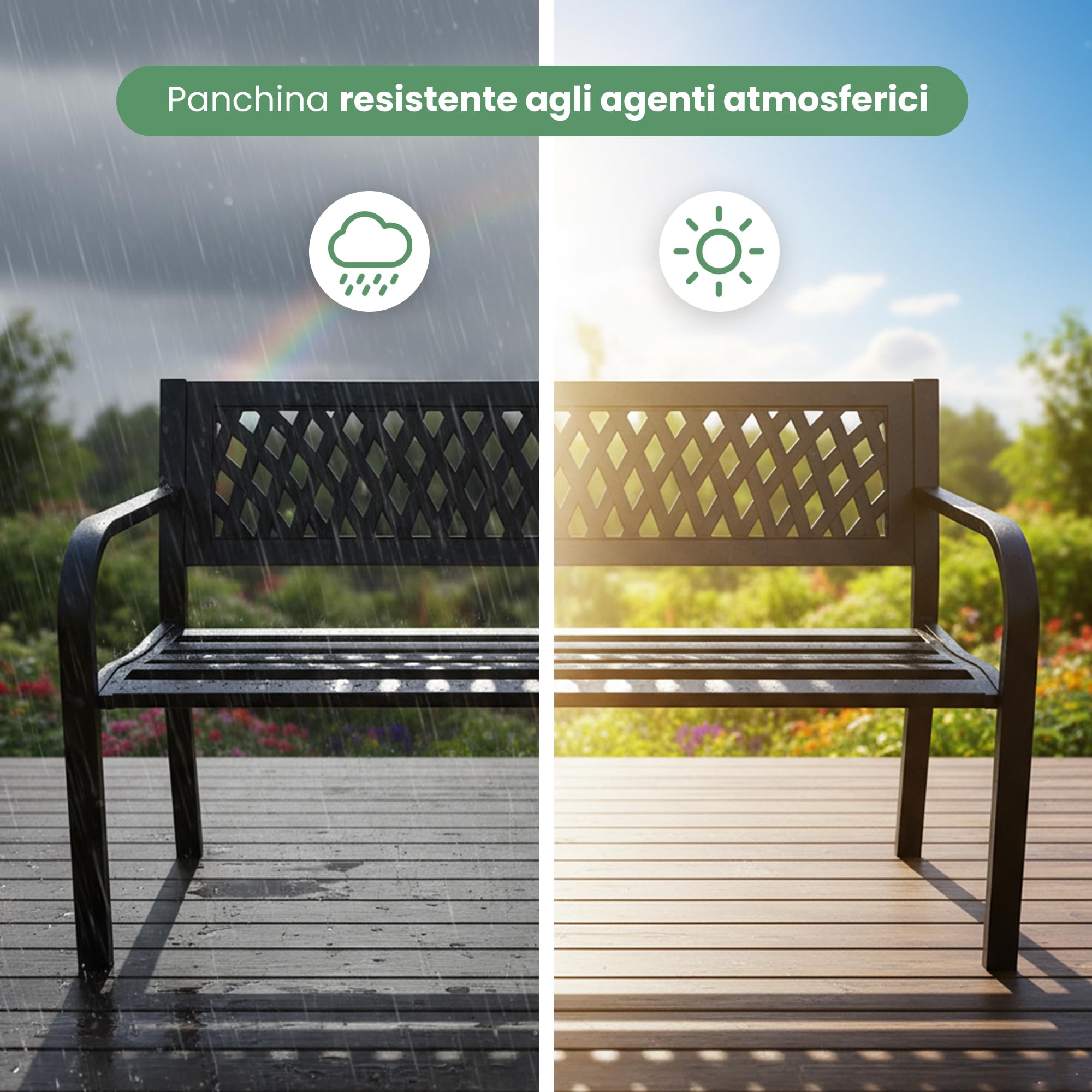 AKORD Panchina da Giardino KALIA in Acciaio 122 cm Nero
