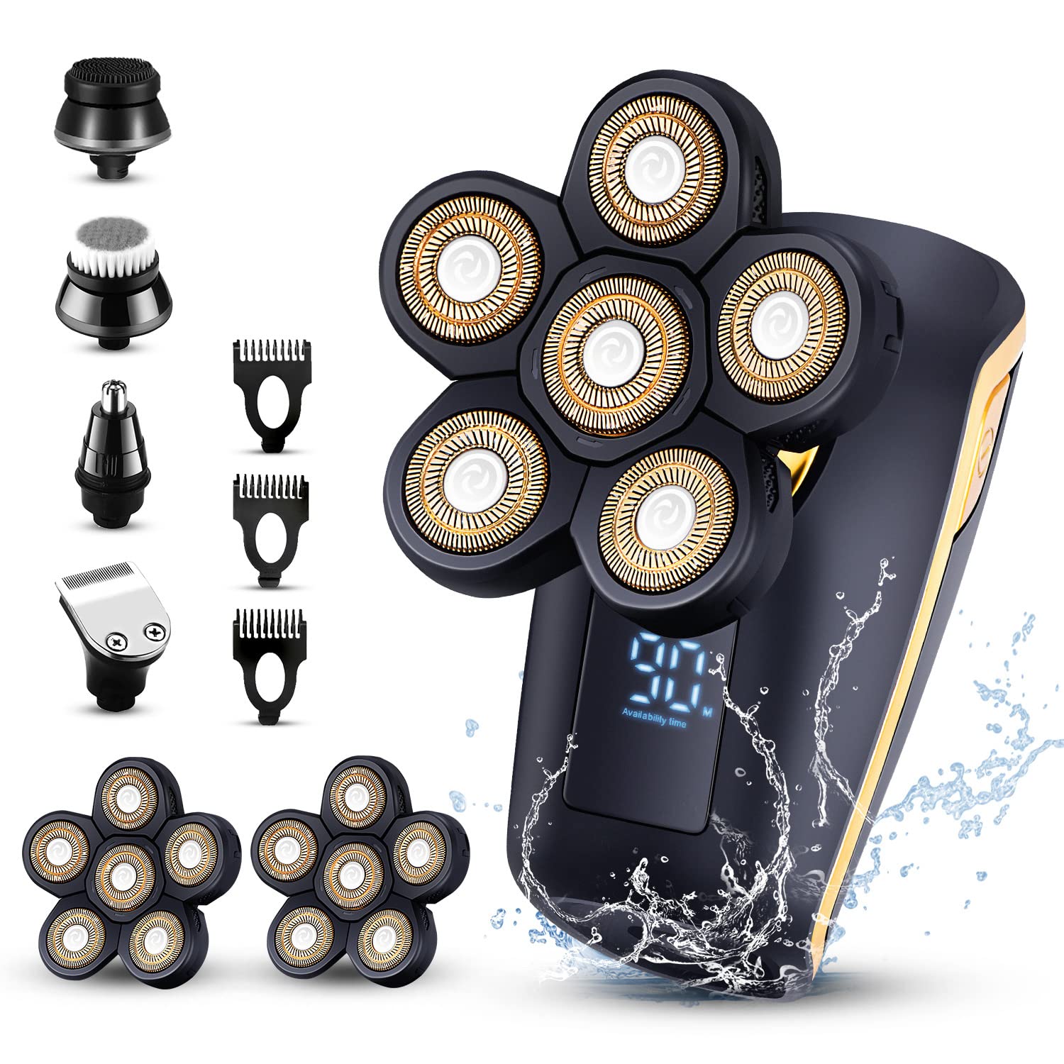 Head Shavers for Men 6D Electric Rotary Shaver Multifunctional Mens Bald Head Shaver Cordless Electric Razor for Men Waterproof Head Shaver Rechargeable Razors for Balding Man