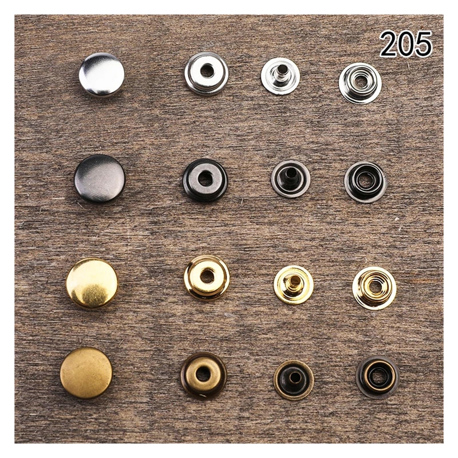 Kit de Sujetadores de Cuero a presión tamaño Inferior 9mm/10mm/12mm Botones de Metal broches de presión broches de Cuero for Ropa(Dark Grey 201)