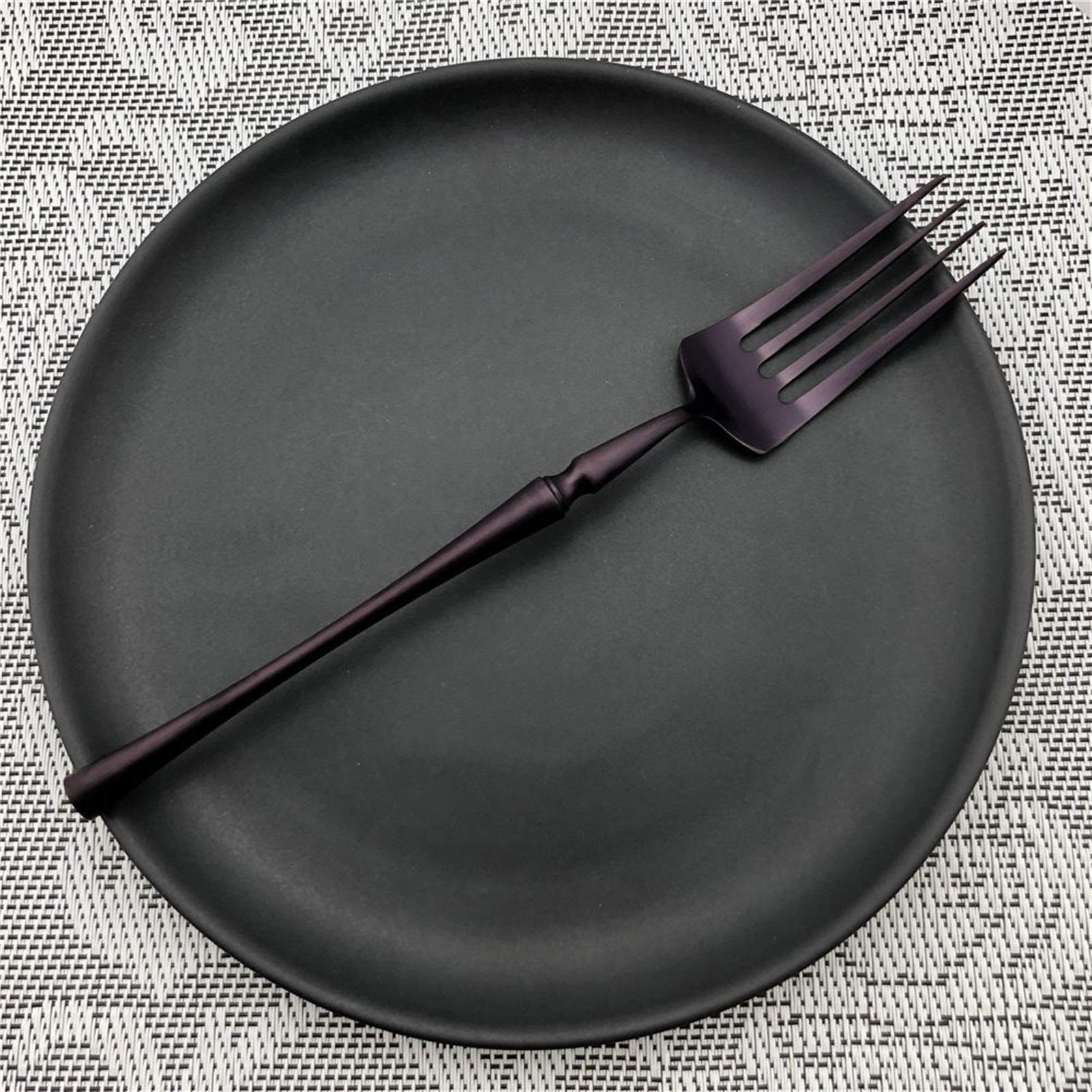 Lila Besteck Edelstahl St Stahl Matte Polieren Schwarz Geschirr Set Geschirr Abendessen Messer Gabel Suppe Küchenzubehör essgeschirr (Color : Champagne Gold)