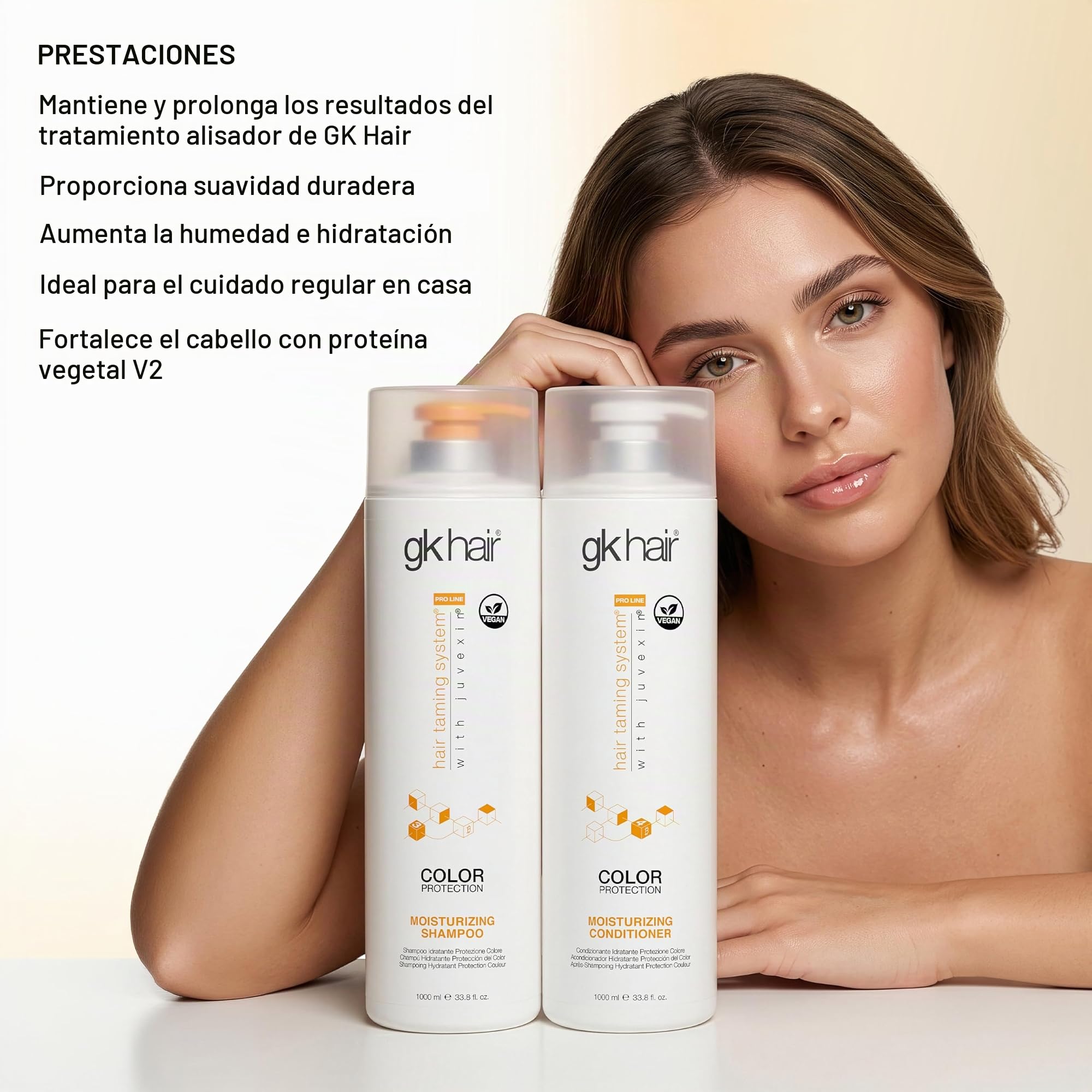 GK HAIR Global Keratin Moisturizing Shampoo & Conditioner Sets 1000ml Para Daños Secos Tratados Con Color Rizado Frizzy Orgánico Sin sulfato de parabenos Uso diario después de una limpieza profunda