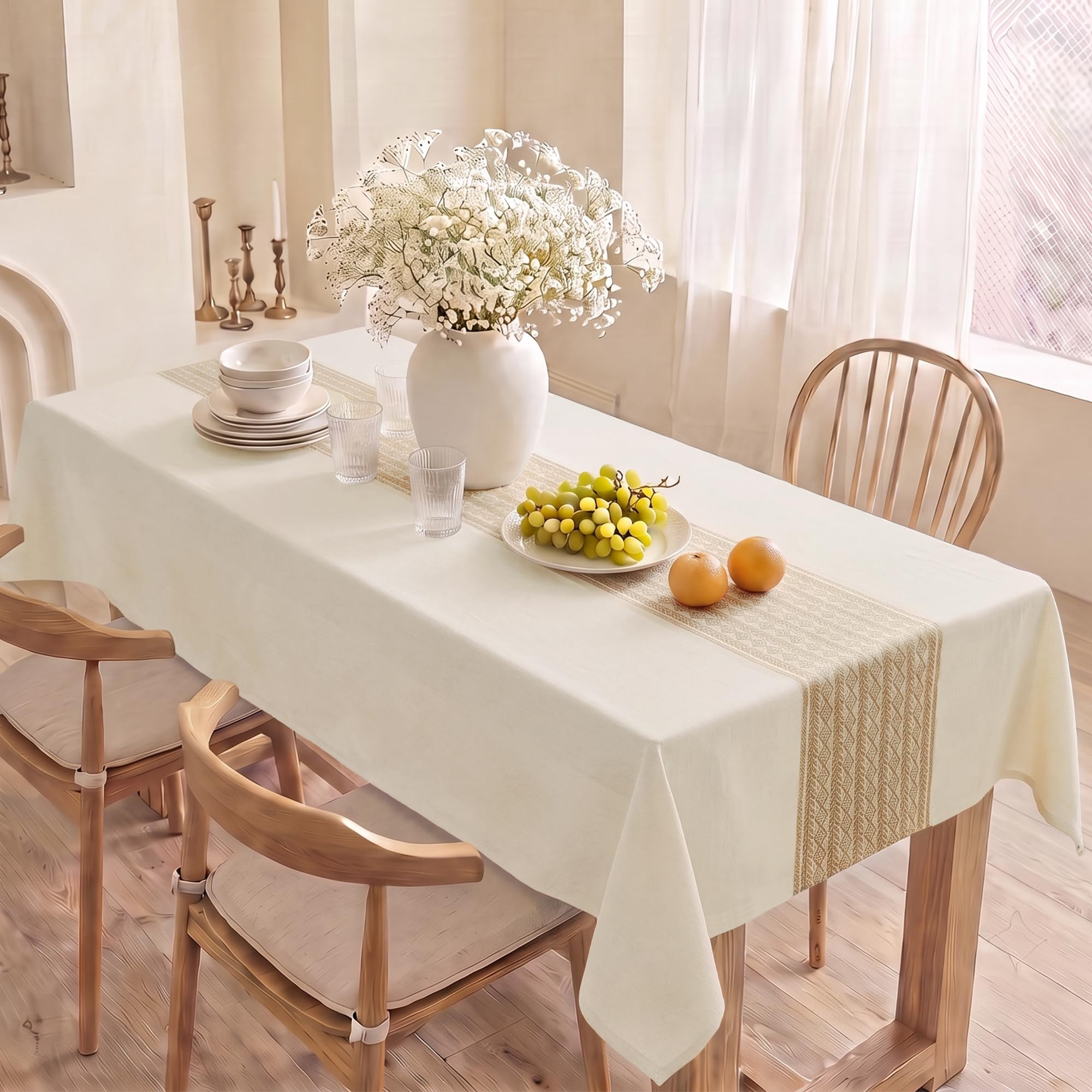 DWCN Tovaglia in lino, lavabile, per esterni, resistente alle intemperie | Tovaglia in lino per esterni, resistente alle intemperie, impermeabile, per soggiorno, sala da pranzo, balcone, giardino