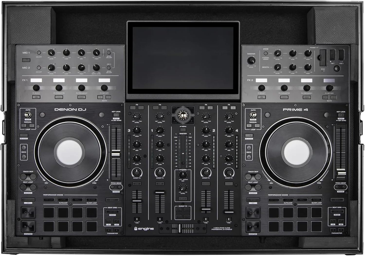 Odyssey FZDNPRIME4BL Denon Prime 4 Black Low Profile Flight Case