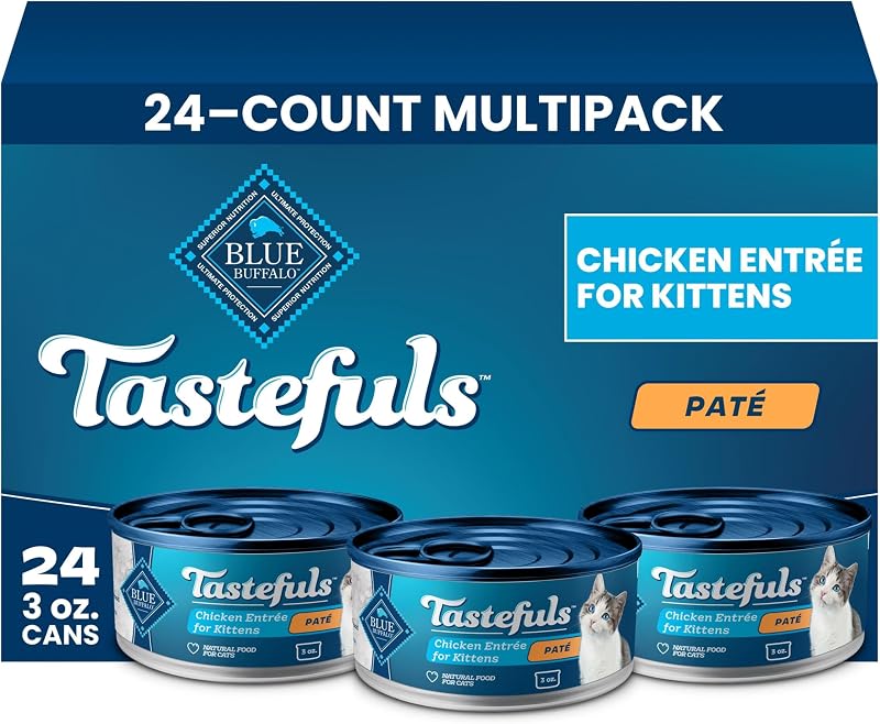 Ração úmida para gatos filhotes Blue Buffalo Tastefuls Patê de Frango, 24 latas de 85 g