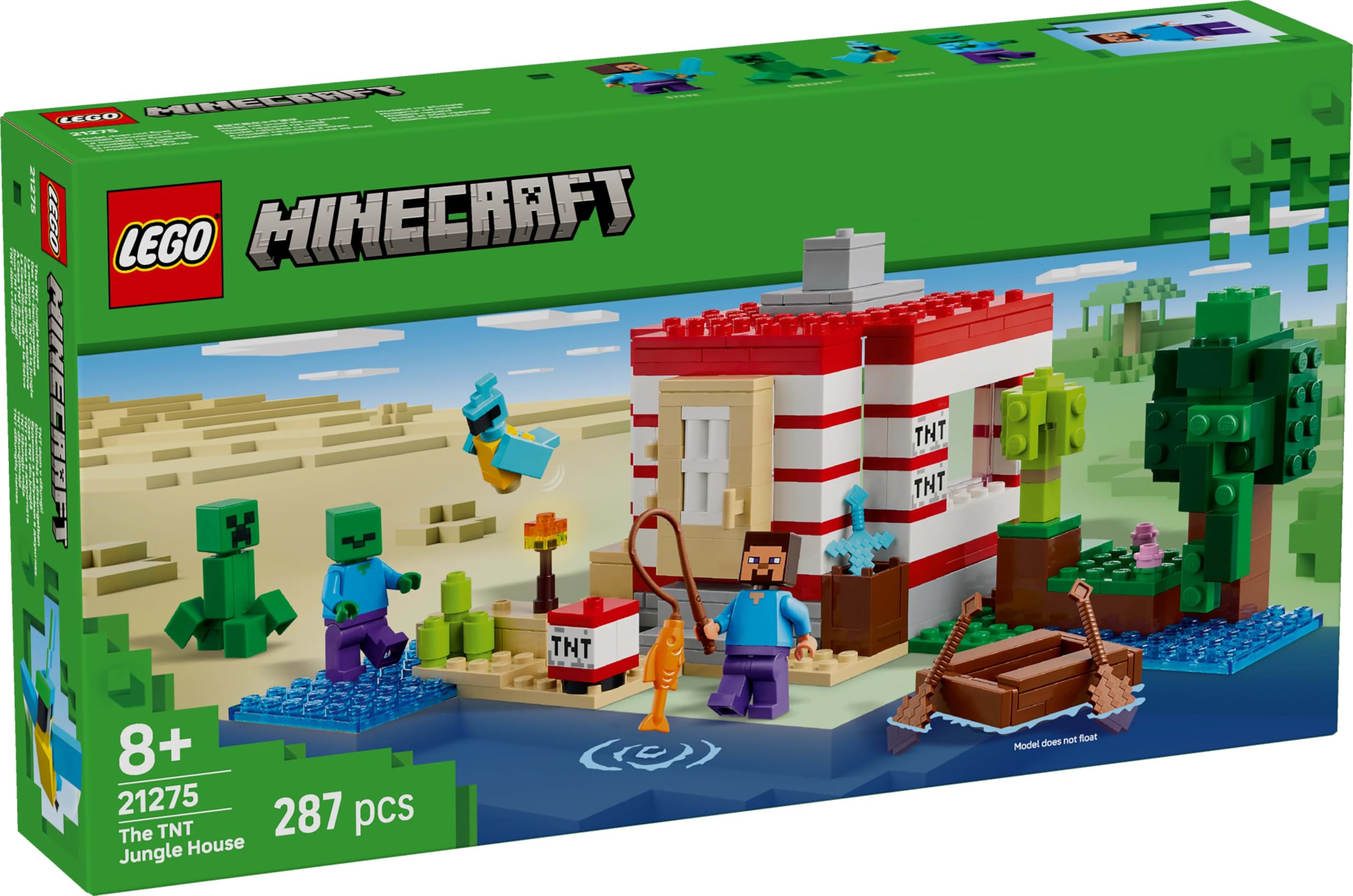 LEGO Minecraft Dom TNT w dżungli, kolekcjonerska zabawka dla dziecka, zestaw konstrukcyjny dla chłopców i dziewczynek, pomysł na prezent dla gamera, dla 8-latków i starszych fanów gry 21275