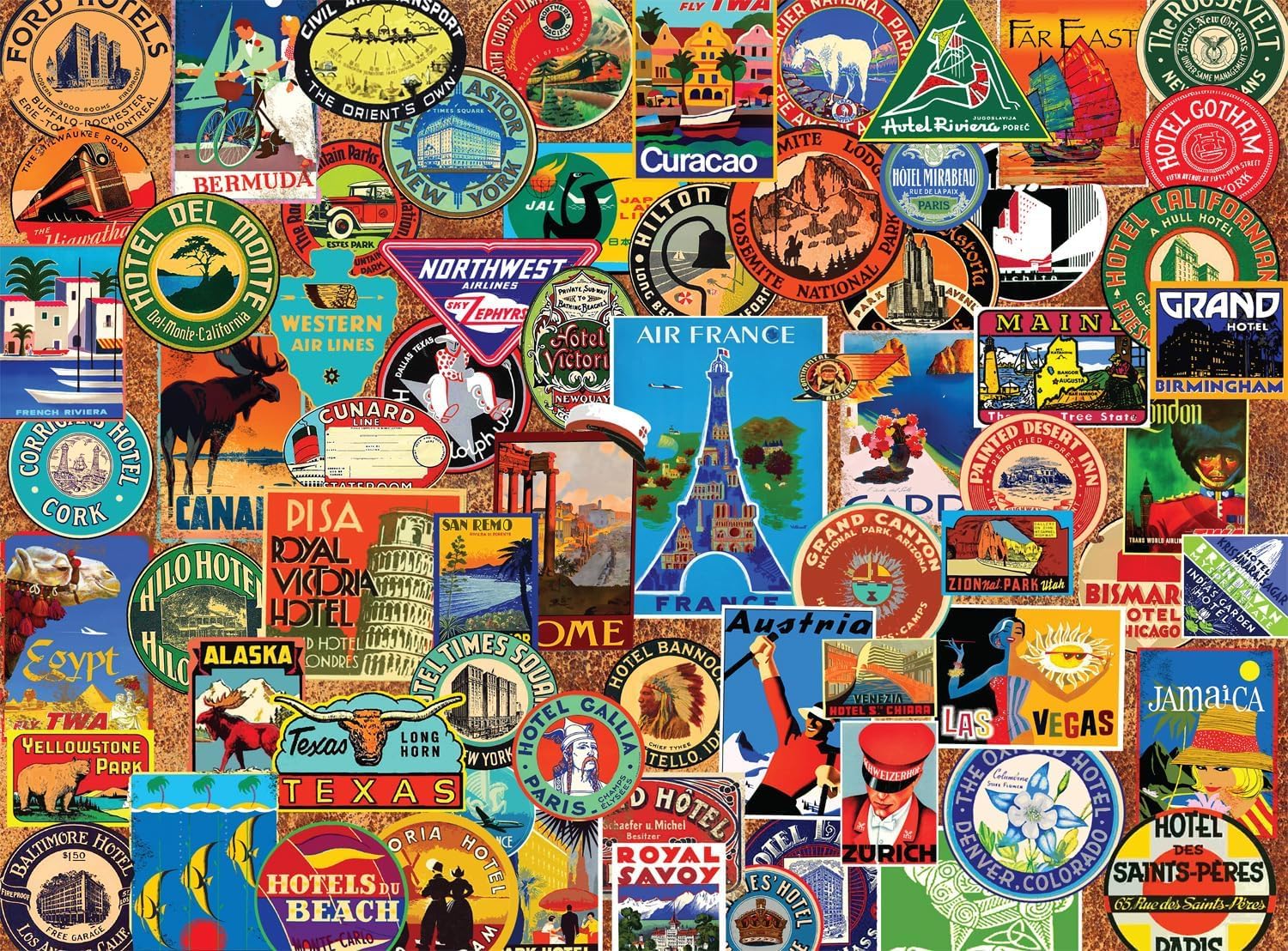 Buffalo Games - Lewis T Johnson - Suitcase Stickers - 1000 Piece Jigsaw Puzzle for Adults -Challenging Puzzle Perfect for Game Nights - Finished Size is 26.75 x 19.75