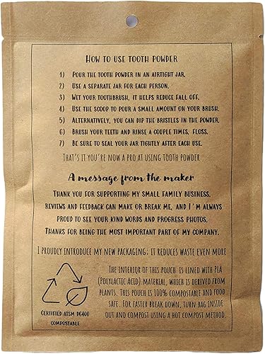 Miniatura 2 de Cero desperdicios hasta 6 meses de suministro orgánico vegano sin flúor en polvo de dientes sabor a menta - Se envía sin ningún embalaje de