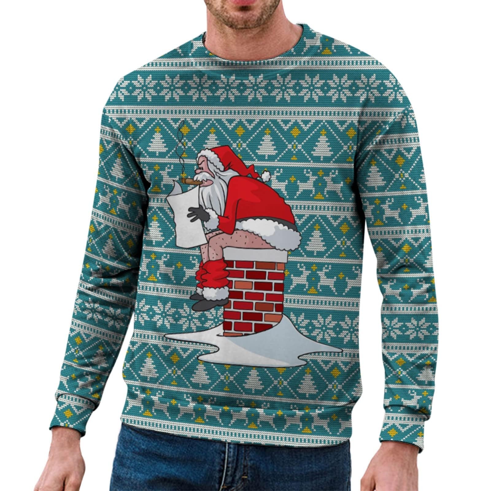 Sweat De Noël Pour Homme - Pull Festif Moche/amusant | Col En V Ou Basique - Automne/Hiver