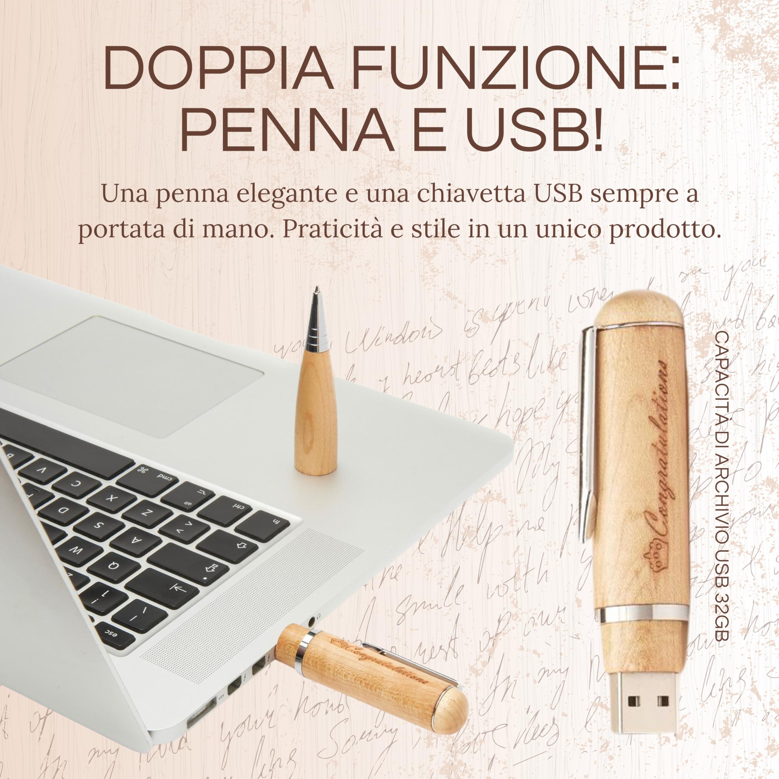 Penna Regalo Originale in Legno Multifunzione per Laurea, Compleanno, Anniversario. Raffinata Scatola con Incisione.