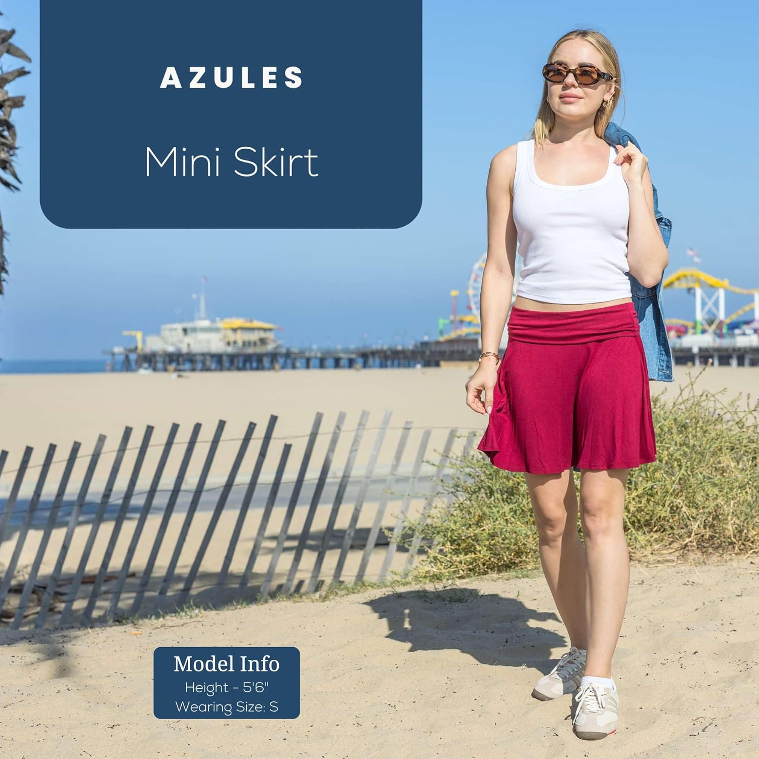 Azules Women’s Flowy Flared Mini Skirt – Stretchy A-Line Skater Skirt, Casual Versatile Basic Short Skirt - Image 2