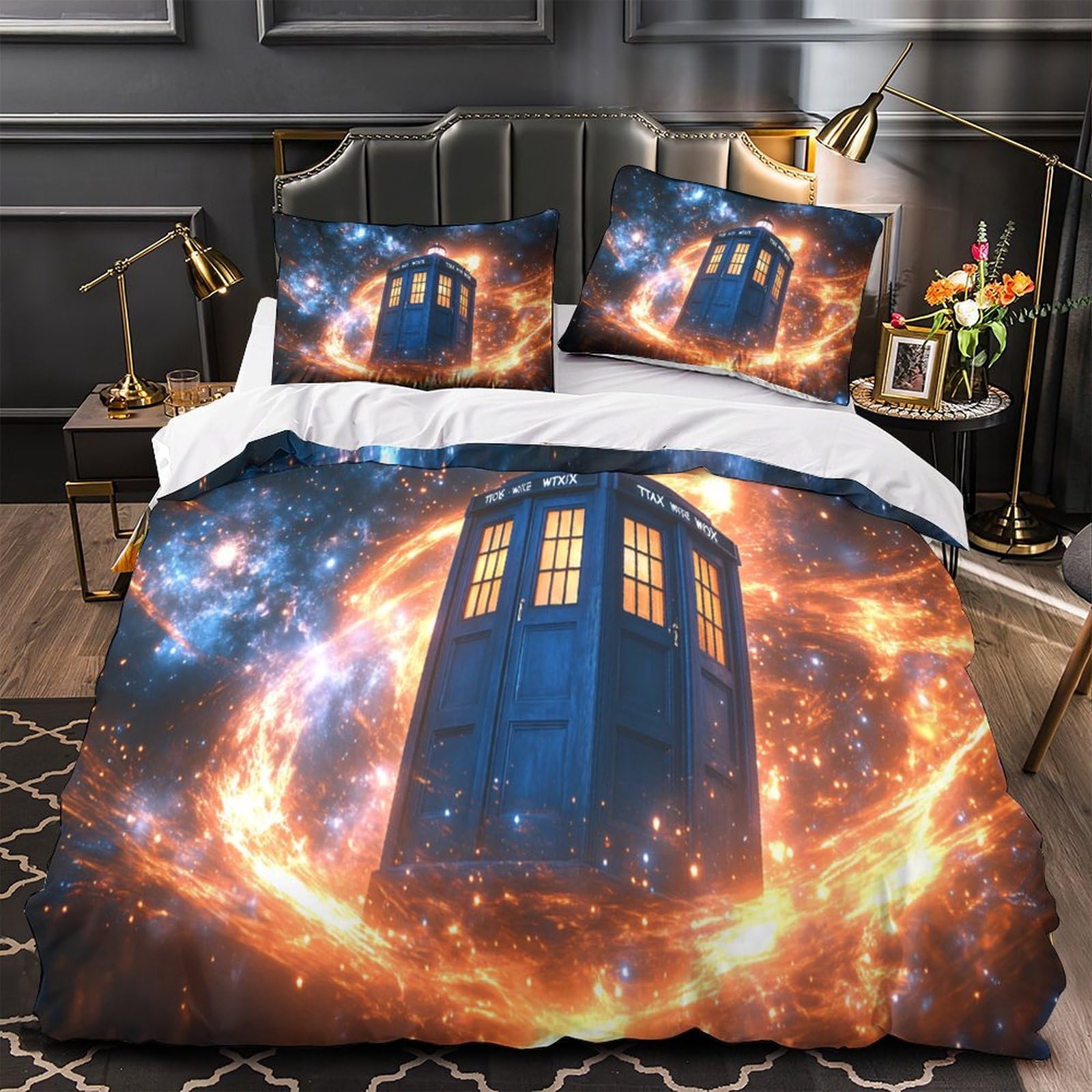 Time Machine Comforter Cover 3D Design Printed Premium 3 Pcs Bedding Set Zipper sci-fi Adventure Duvet Cover Super Soft Hypoallergenic for Kids Girls Boys Adults Women Teens Super king（260x220cm）