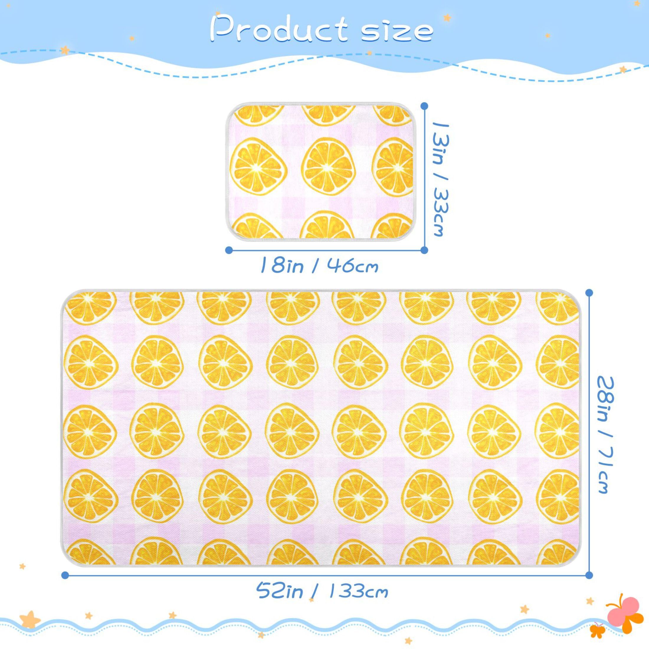 Takiito Orange Slices Baby Cooling Mattress Pad, Soft & Breathable Cooling Mat Keep Baby Cool in Summer 28x52 in, Nursery Essential