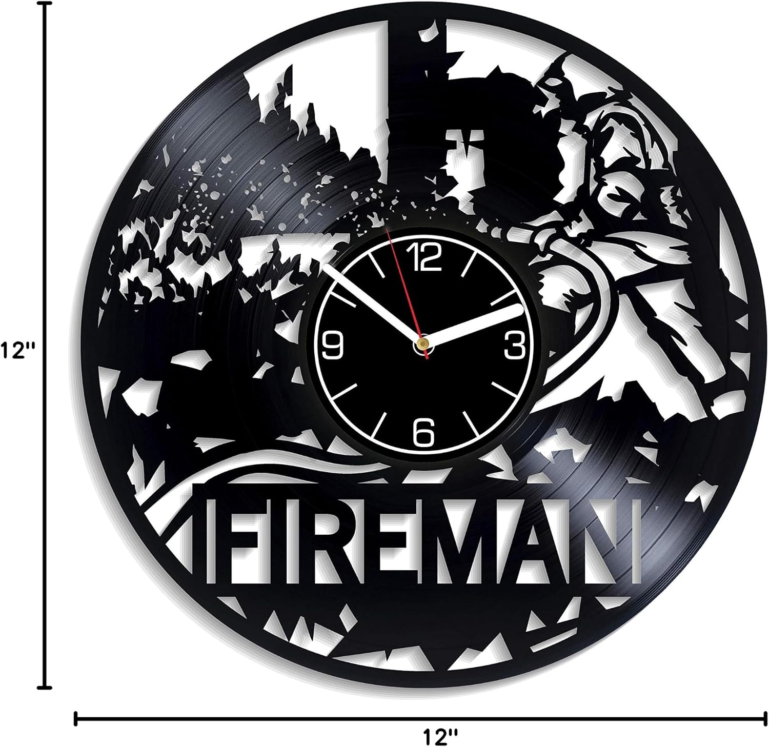 Fireman Vinyl Record Wall Clock Fireman Wall Clock Modern Fireman Gift Fireman Vinyl Clock Fireman Room Decoration 12 inch Wall Clock Fireman Art Gift for Him Fireman Wall Art Fireman Clock