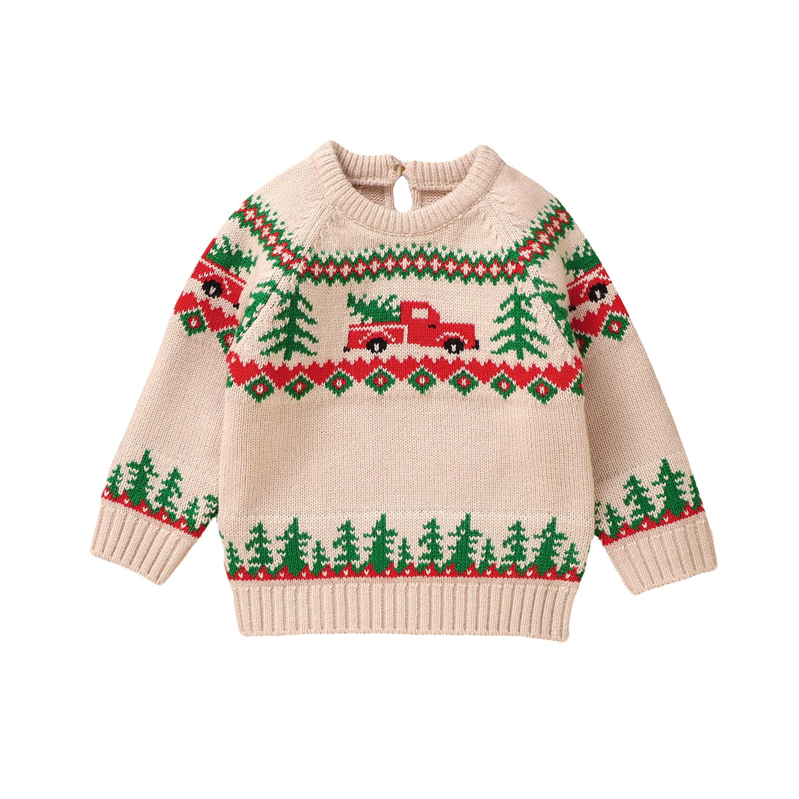 Pull de Noël tricoté à manches longues pour bébé garçon et fille - Imprimé lettre - Pull en tricot pour tout-petits - Tenue d'hiver